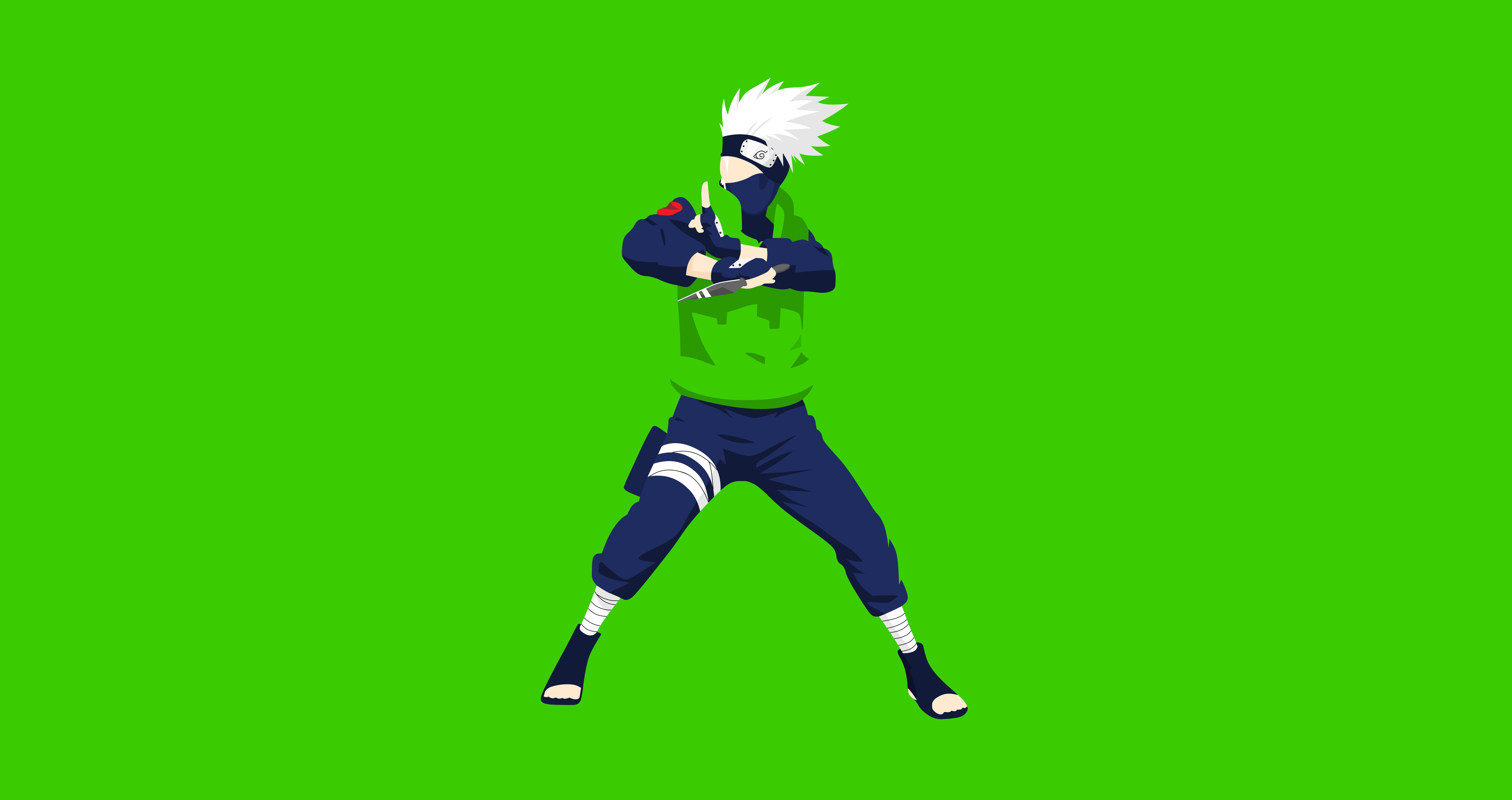 Kakashi Hatake Minimalist 4K Green Wallpaper