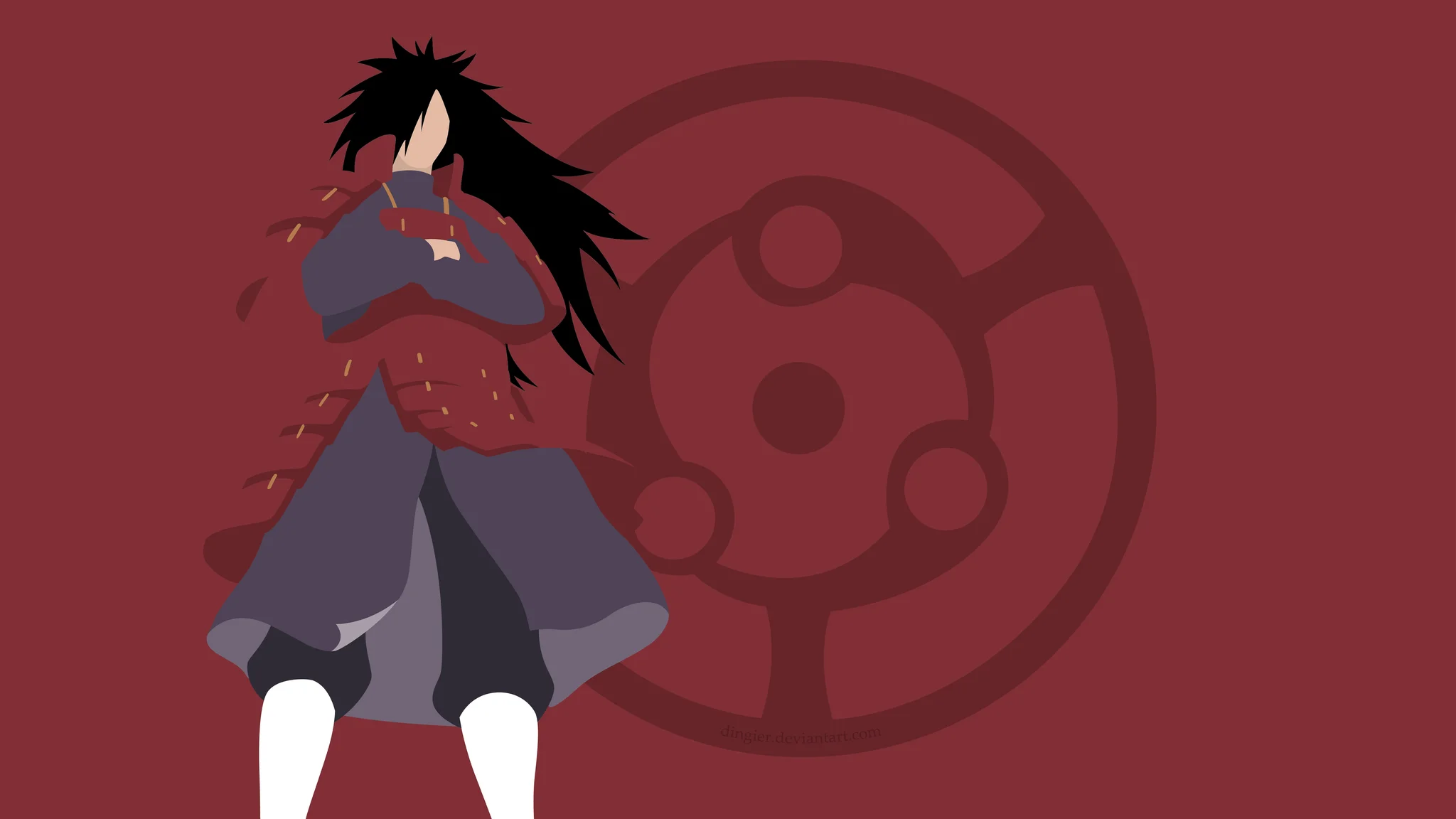 Madara Uchiha Minimalist 4K Wallpaper Red