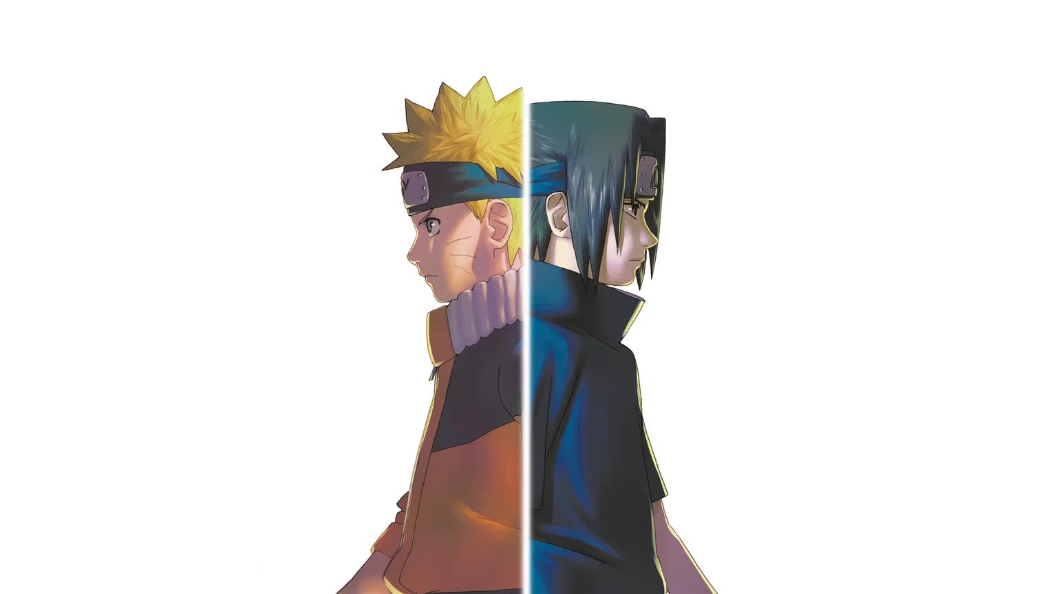Naruto and Sasuke Split Wallpaper 4K