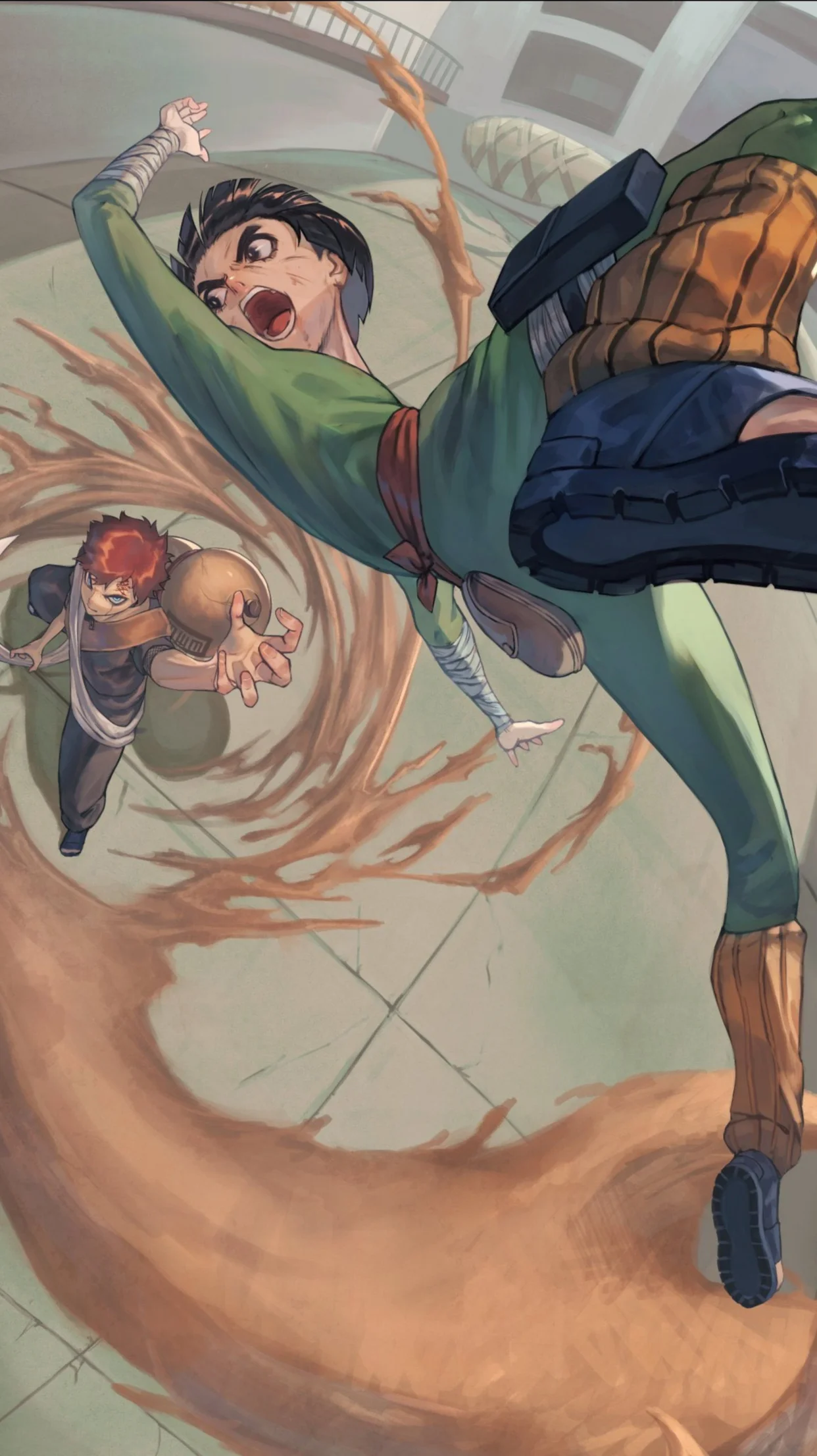 Rock Lee VS Gaara Naruto Battle Wallpaper