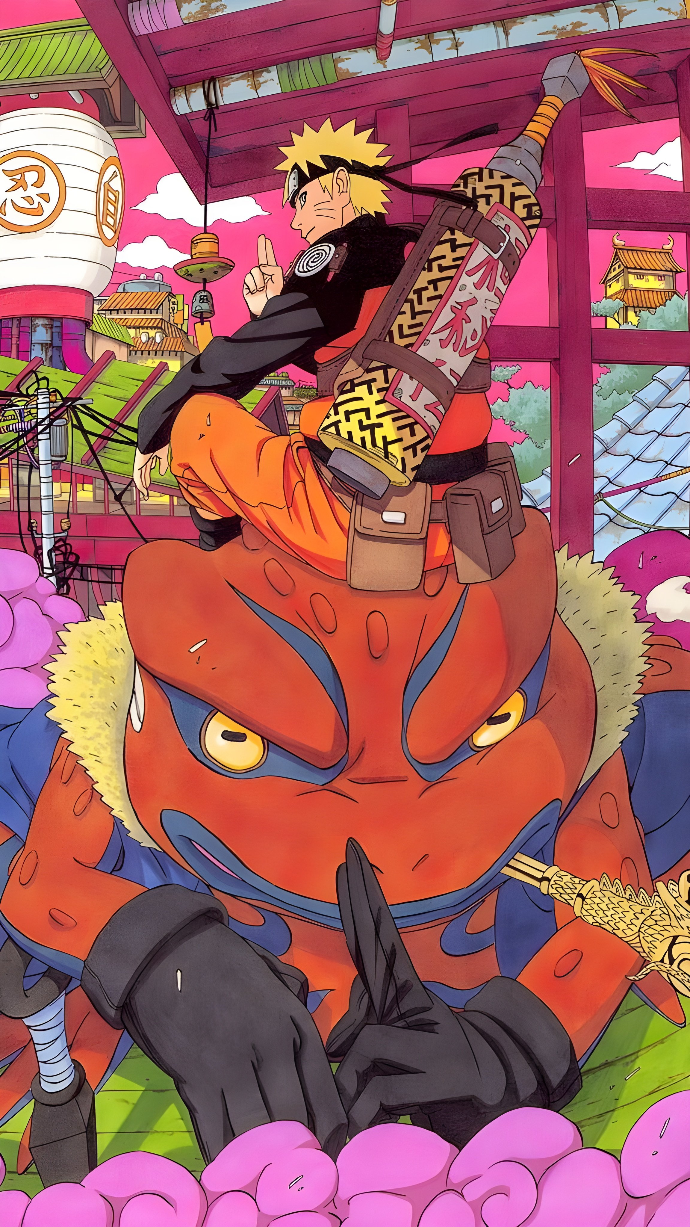 Naruto Uzumaki Riding Gamabunta 4K Wallpaper