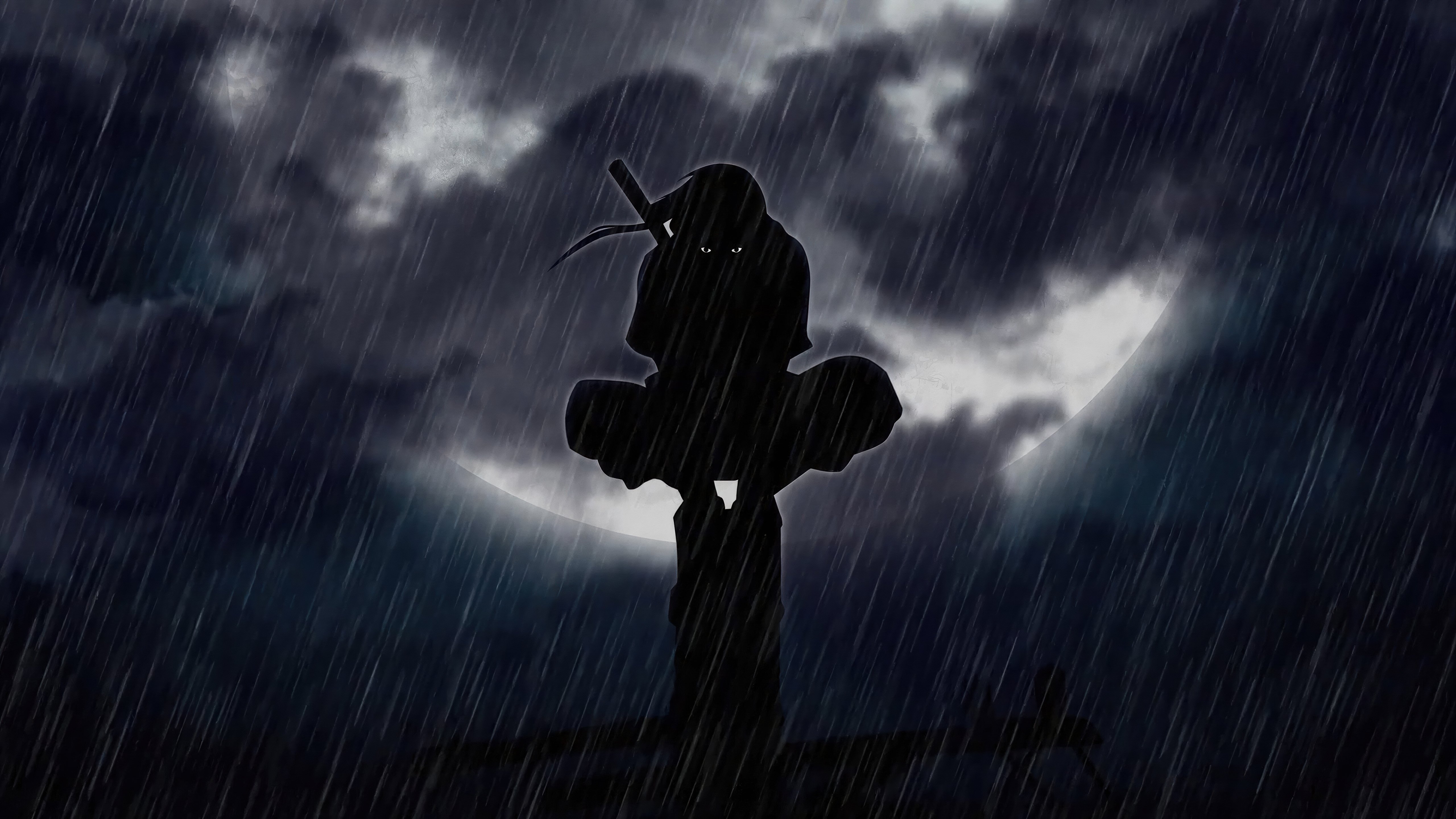Itachi Uchiha Rainy Night 4K Wallpaper