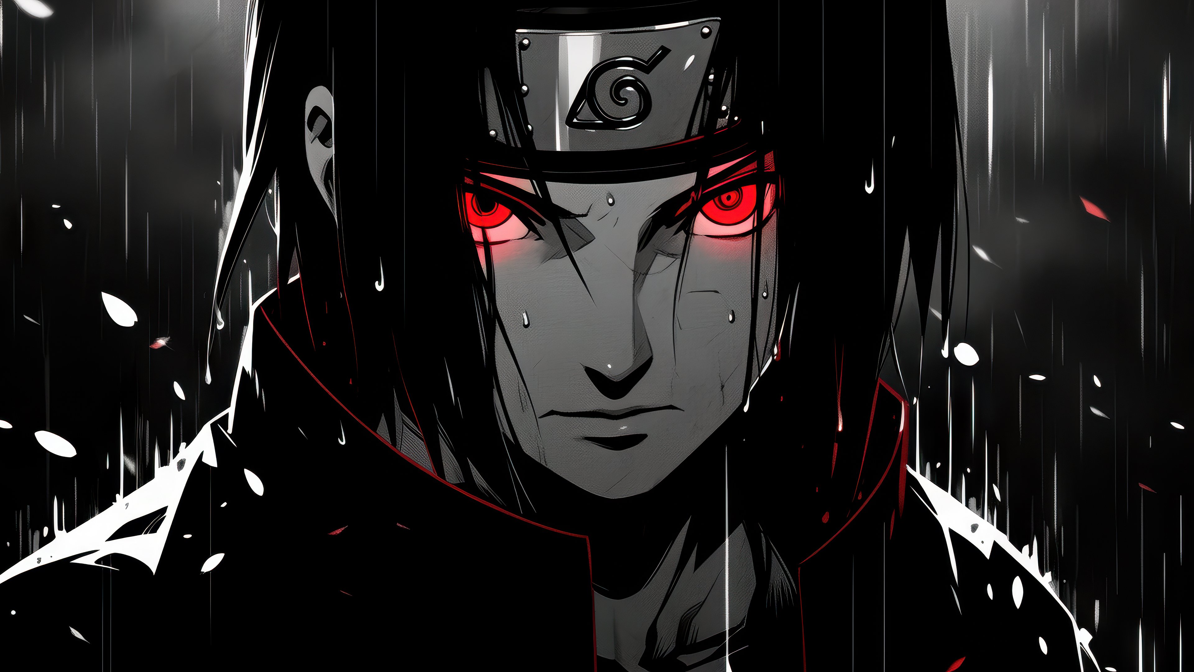 Itachi Uchiha Sharingan 4K Dark Wallpaper