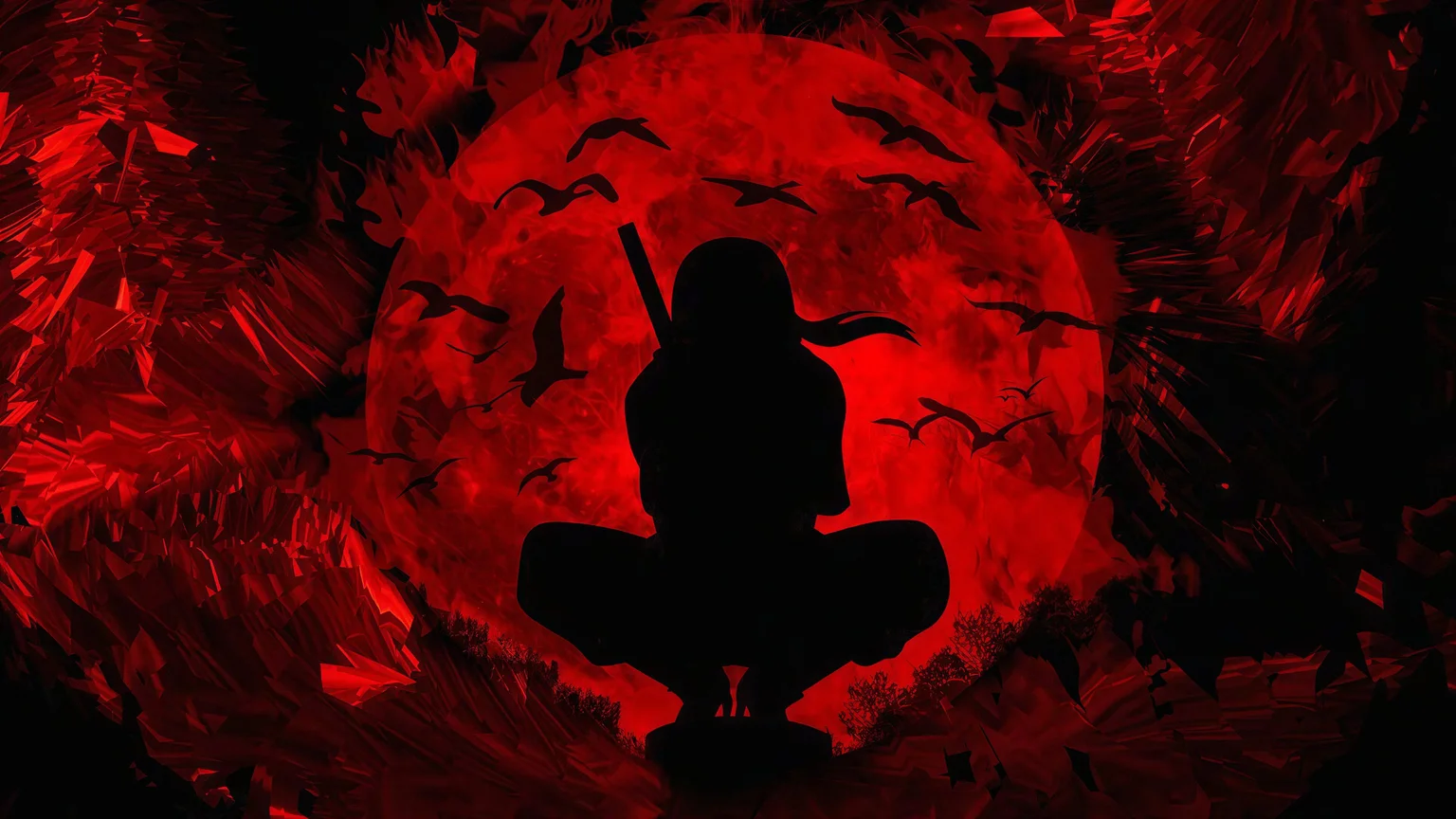 Itachi Uchiha Red Moon Wallpaper 4K
