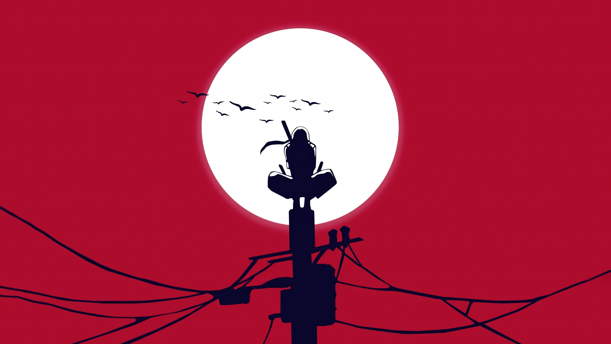 Itachi Uchiha Red Moon Minimalist Wallpaper