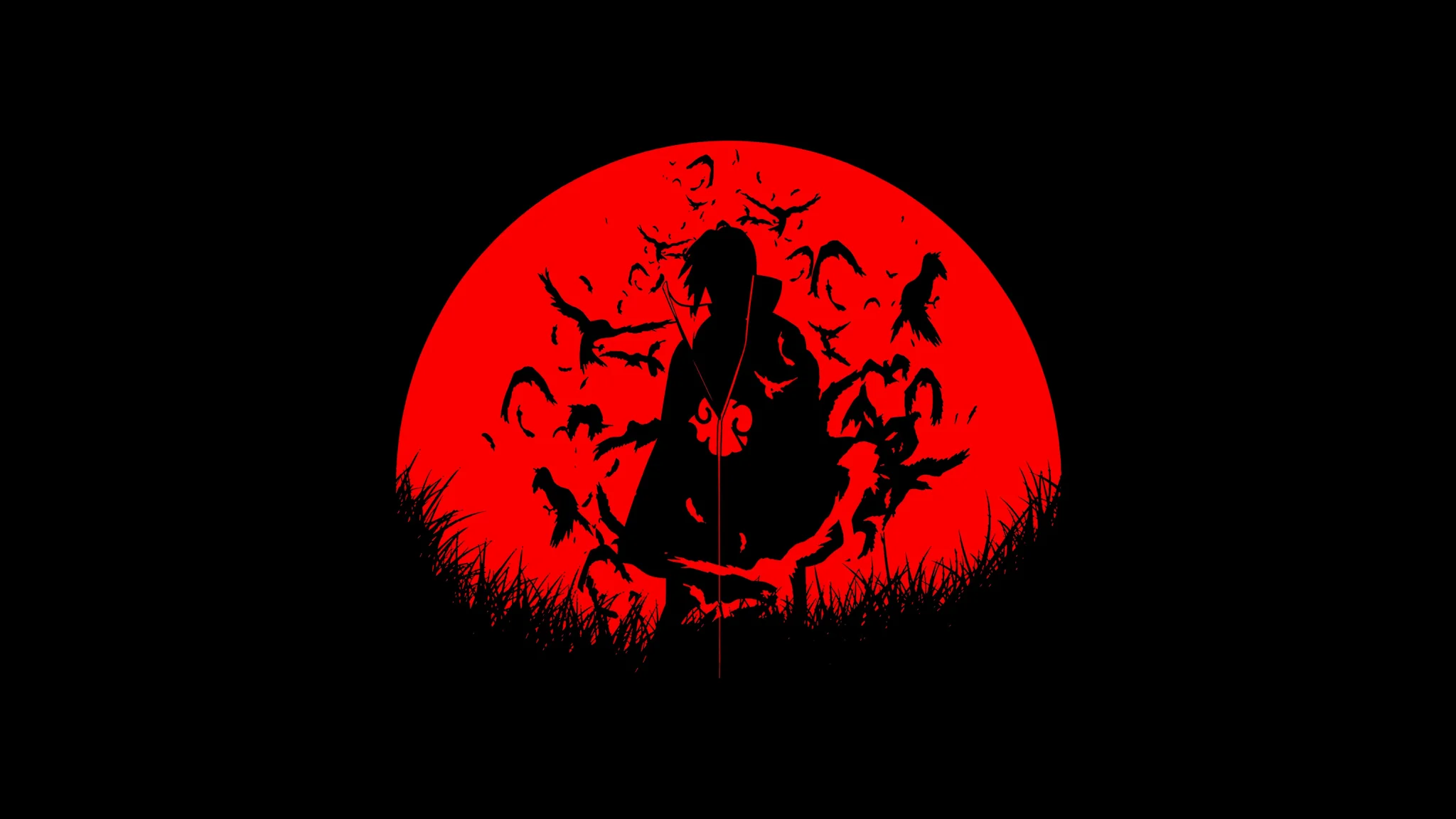 Itachi Uchiha Red Moon 4K Wallpaper