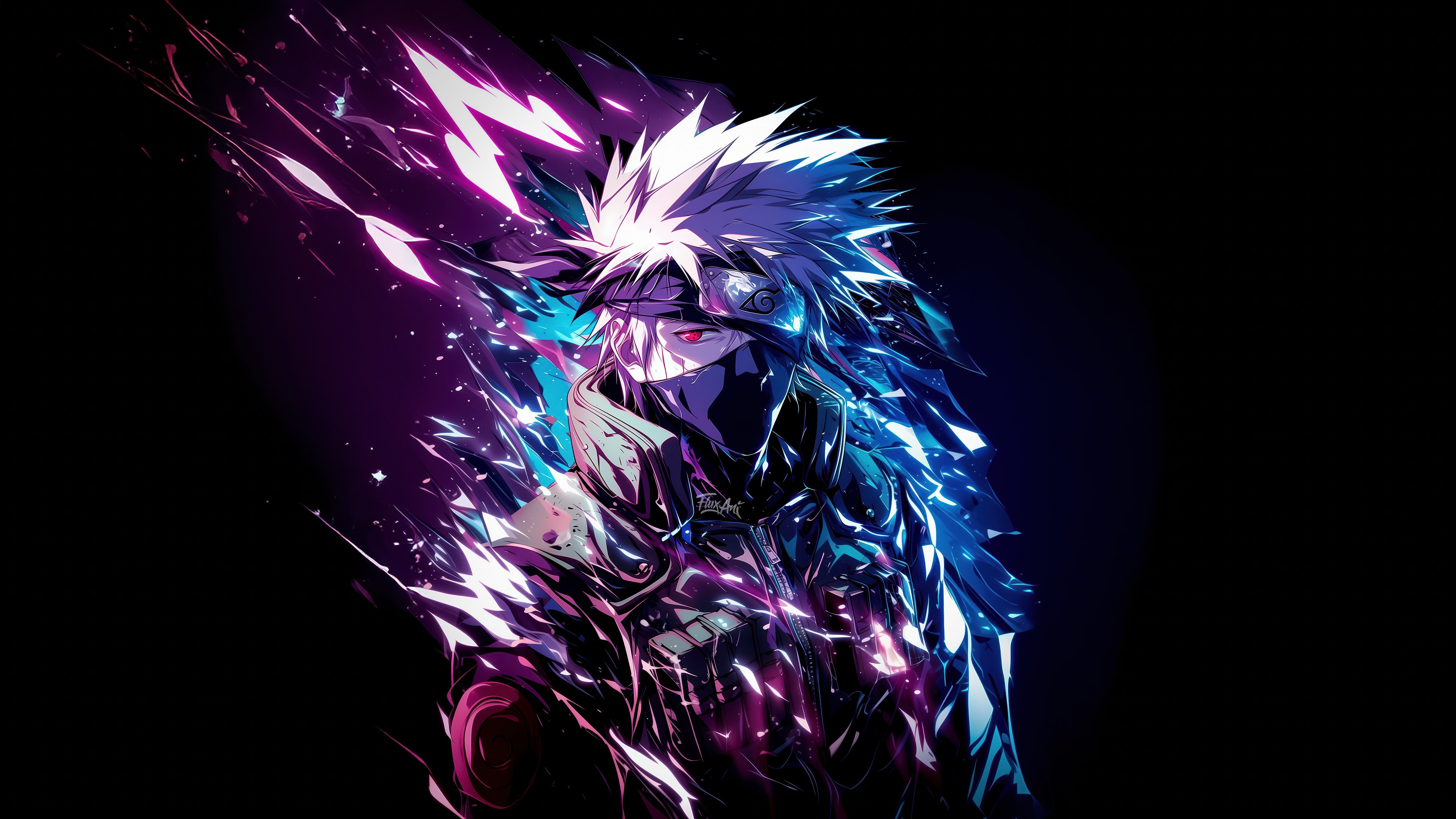 Kakashi Hatake Neon Lightning 4K Wallpaper