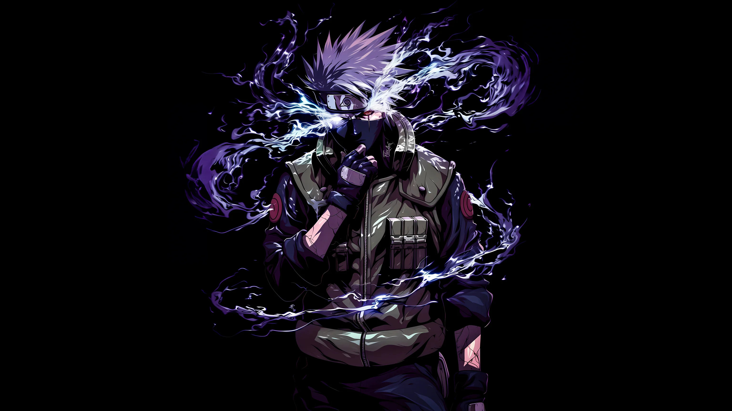 Kakashi Hatake Lightning Aura 4K Wallpaper