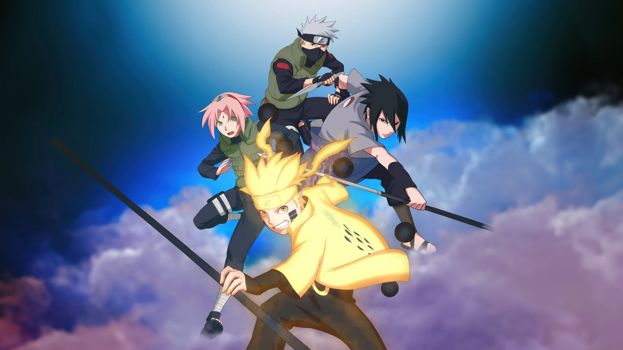 Team 7 Epic Battle Naruto 4K Wallpaper