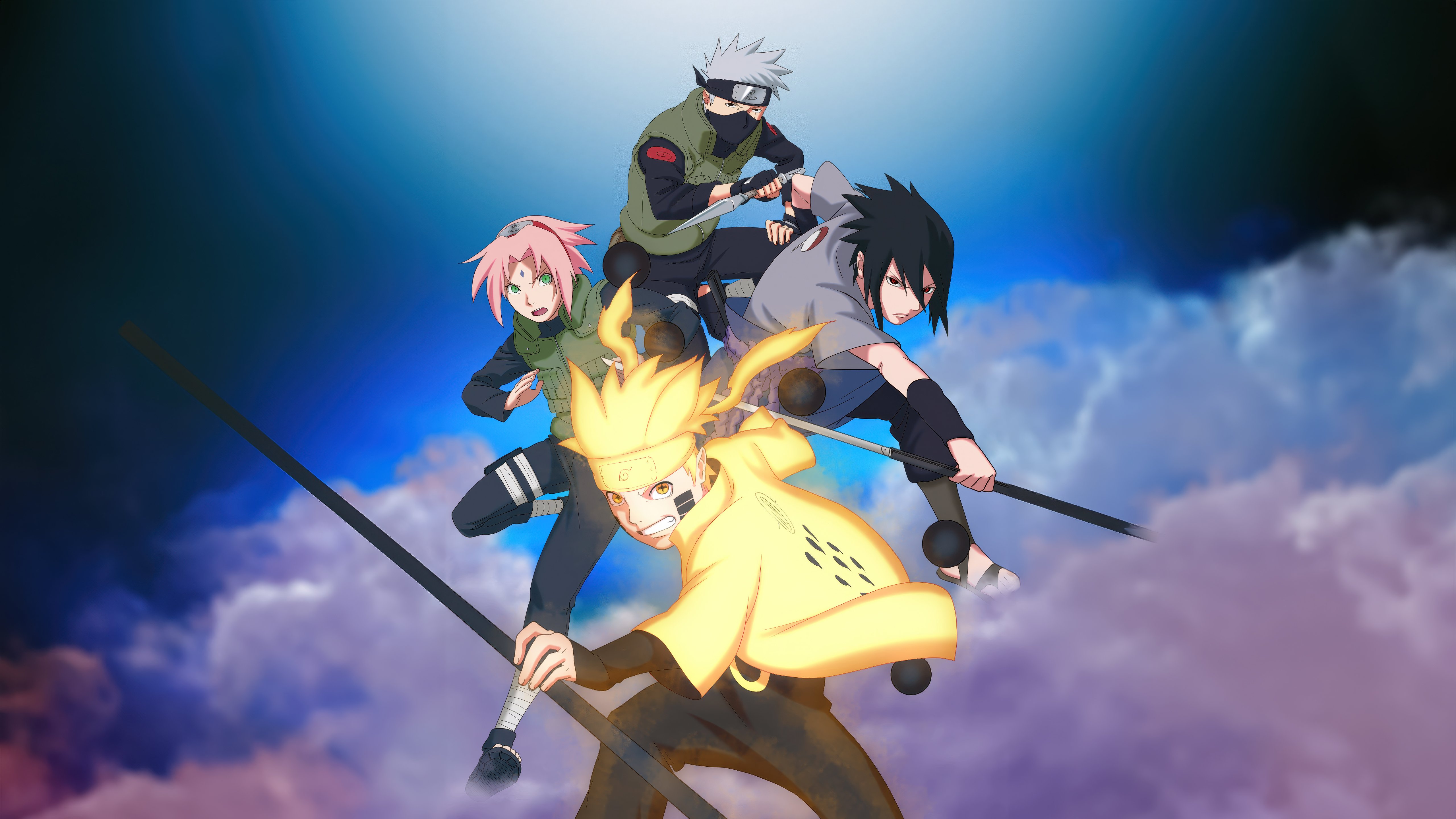 Team 7 Epic Battle Naruto 4K Wallpaper