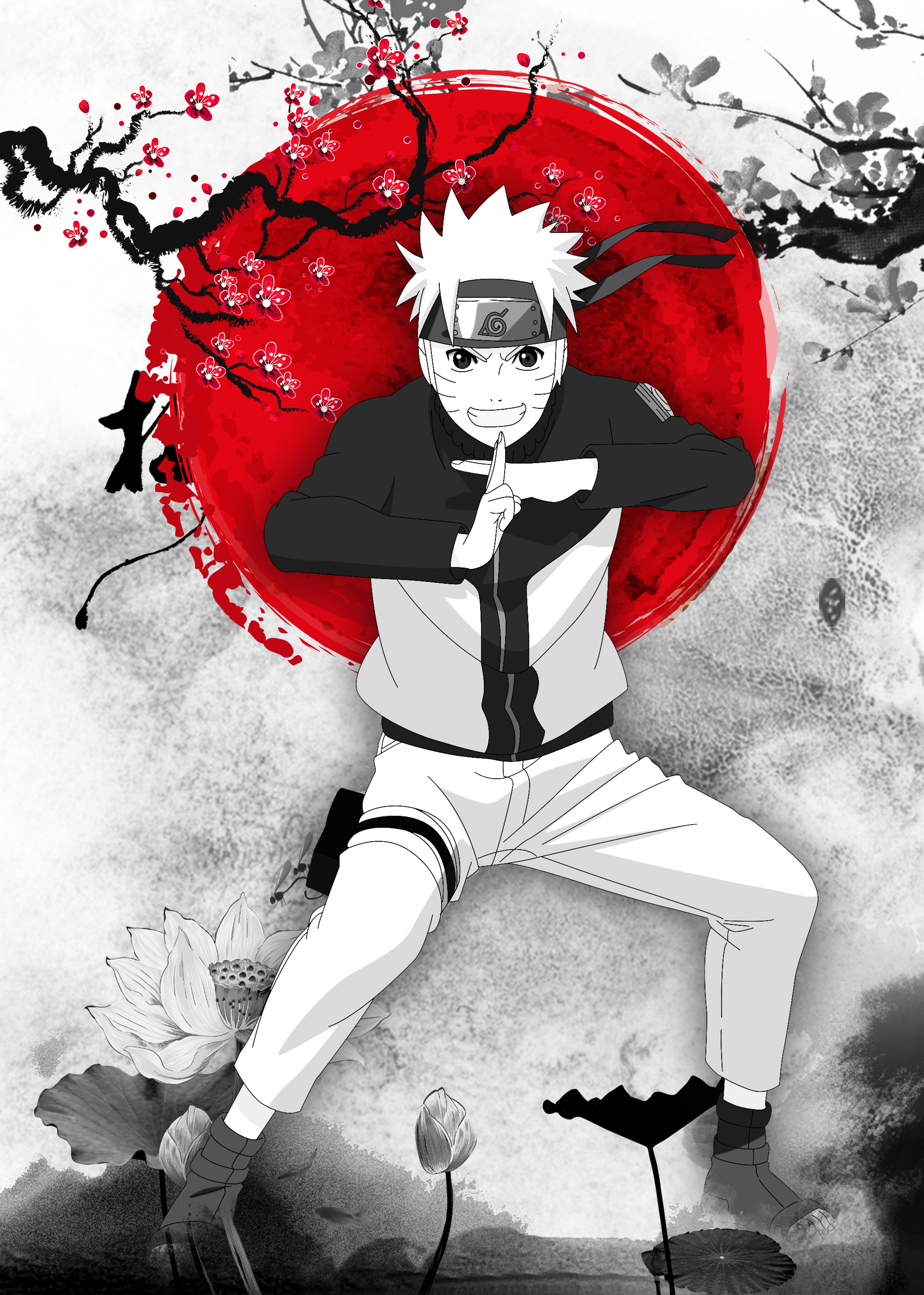 Naruto Uzumaki Ink Art Wallpaper 4K