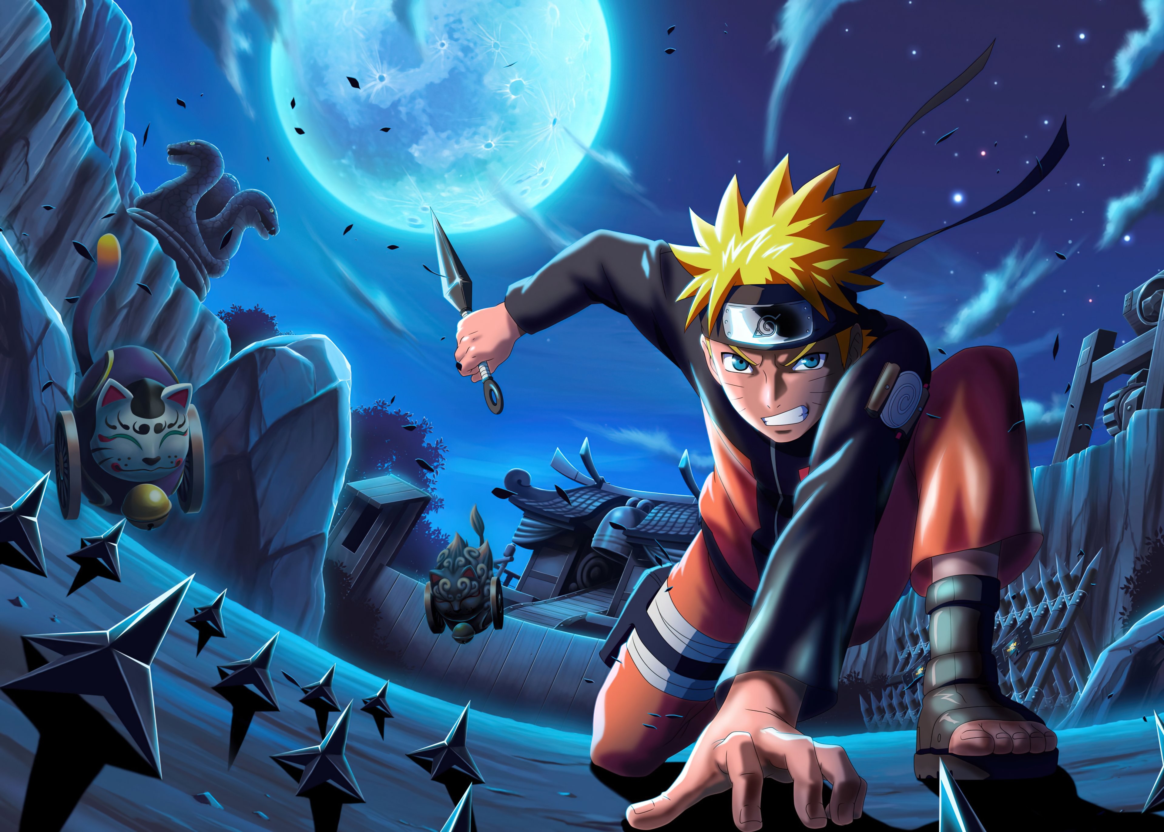 Naruto Uzumaki Night Battle 4K Wallpaper