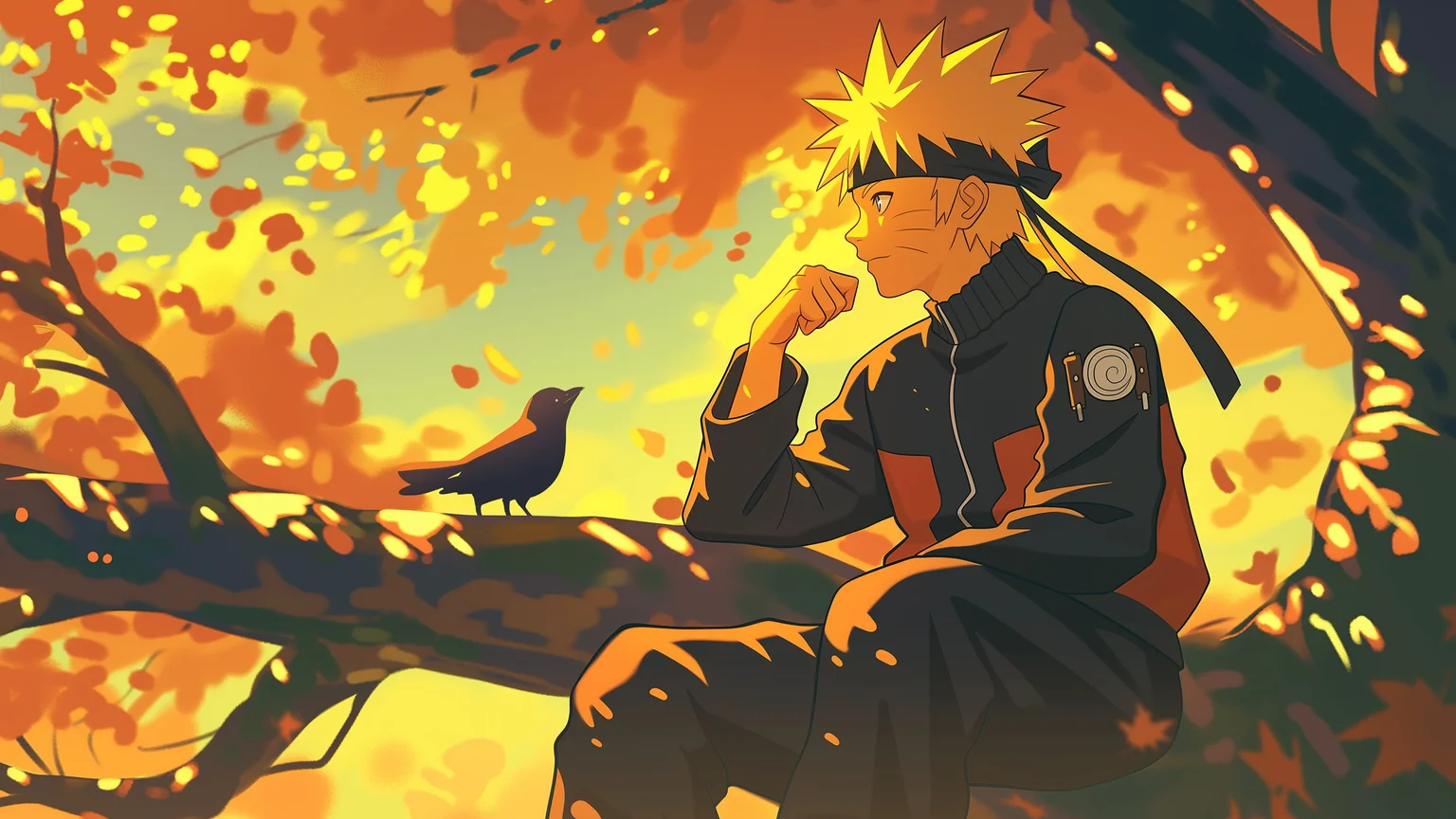 Naruto Autumn Tree Contemplation 4K Wallpaper