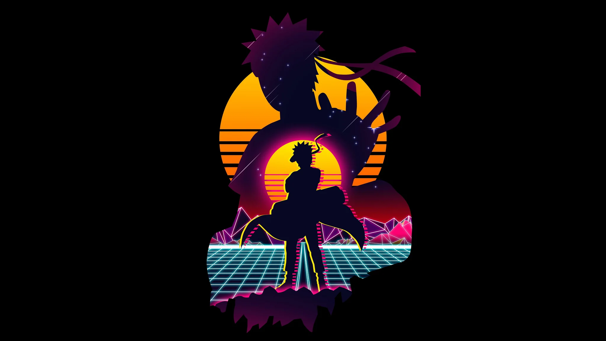 Naruto Retro Synthwave 4K Wallpaper