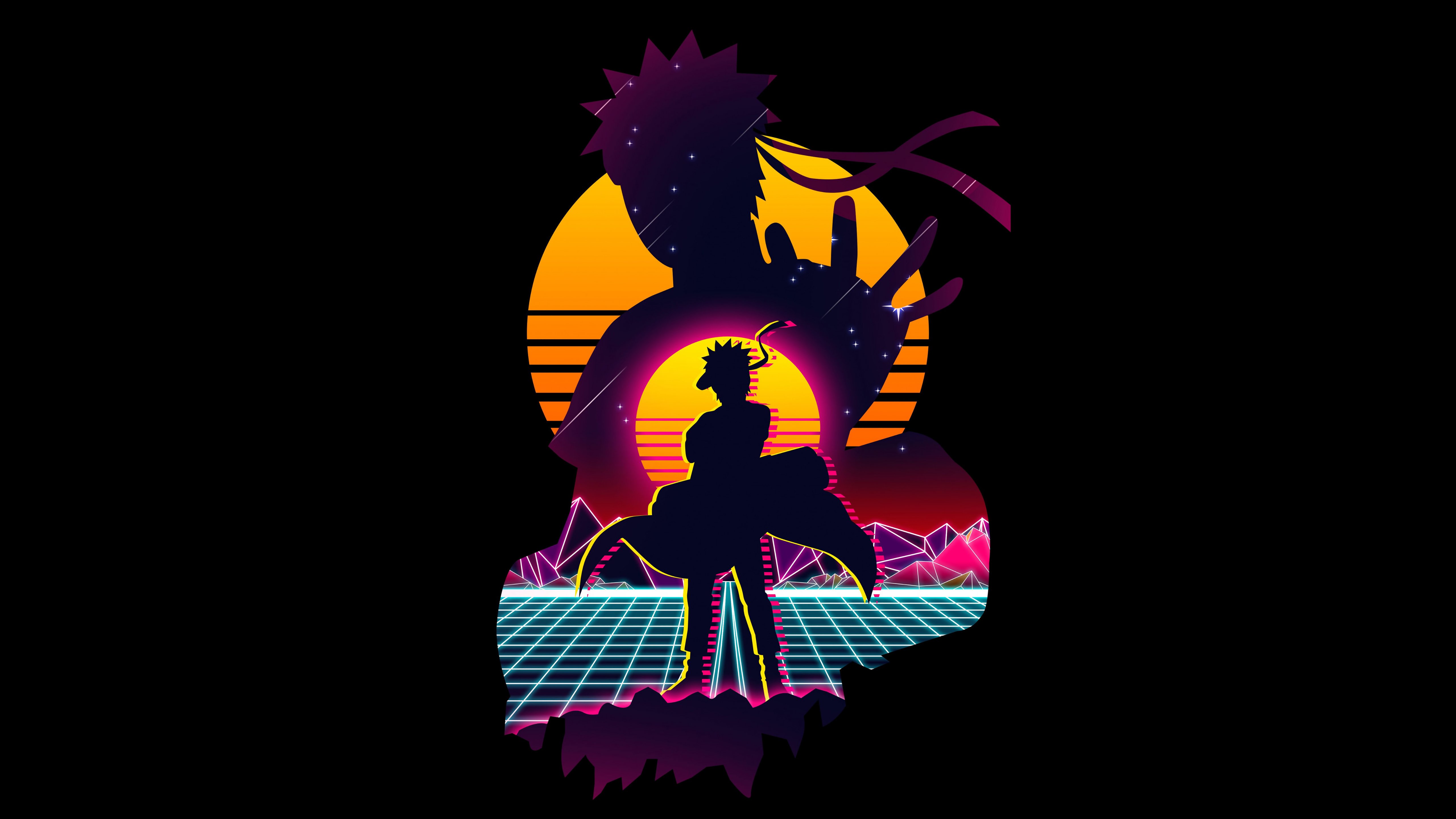 Naruto Retro Synthwave 4K Wallpaper
