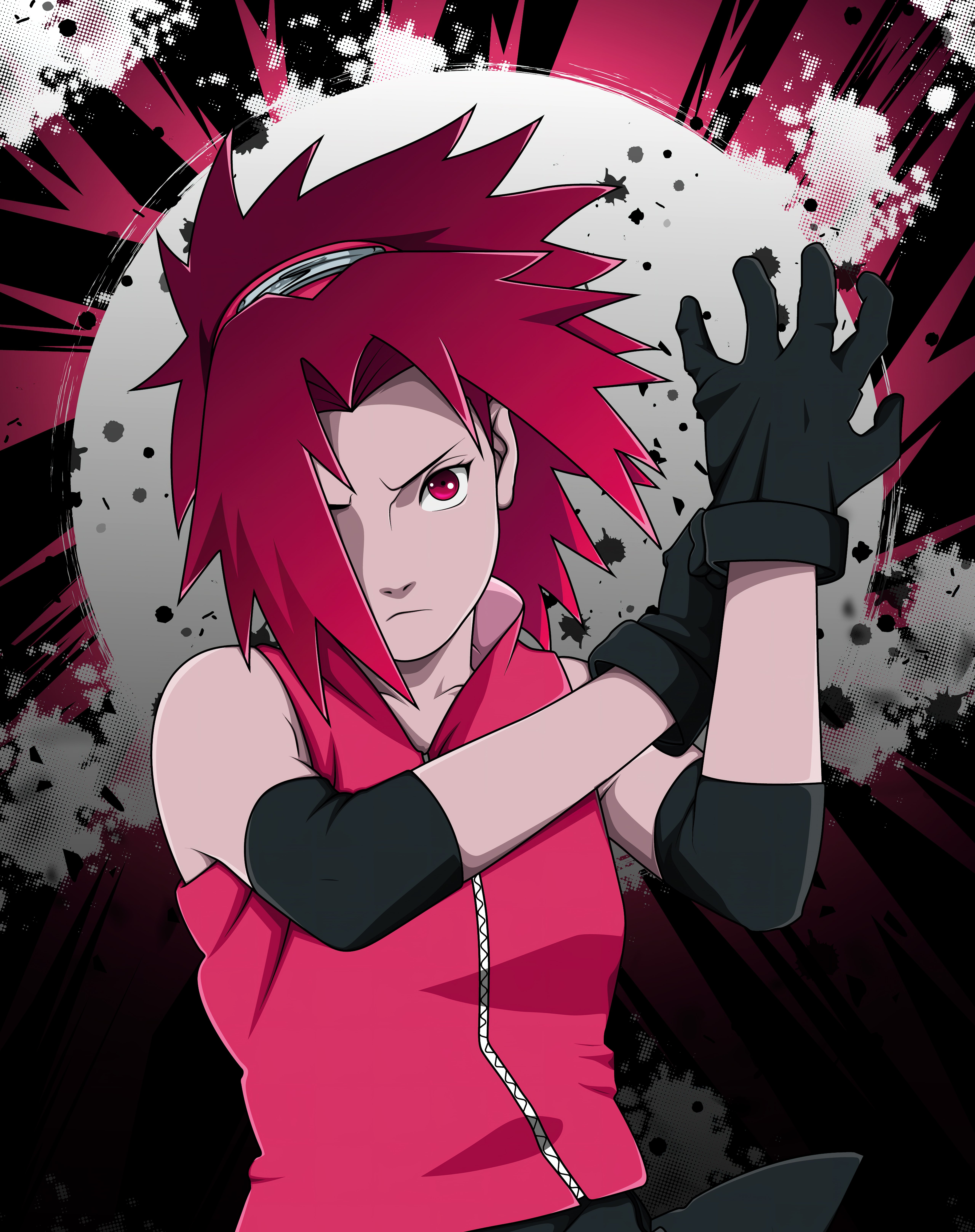 Sakura Haruno Battle Stance 4K Anime Wallpaper