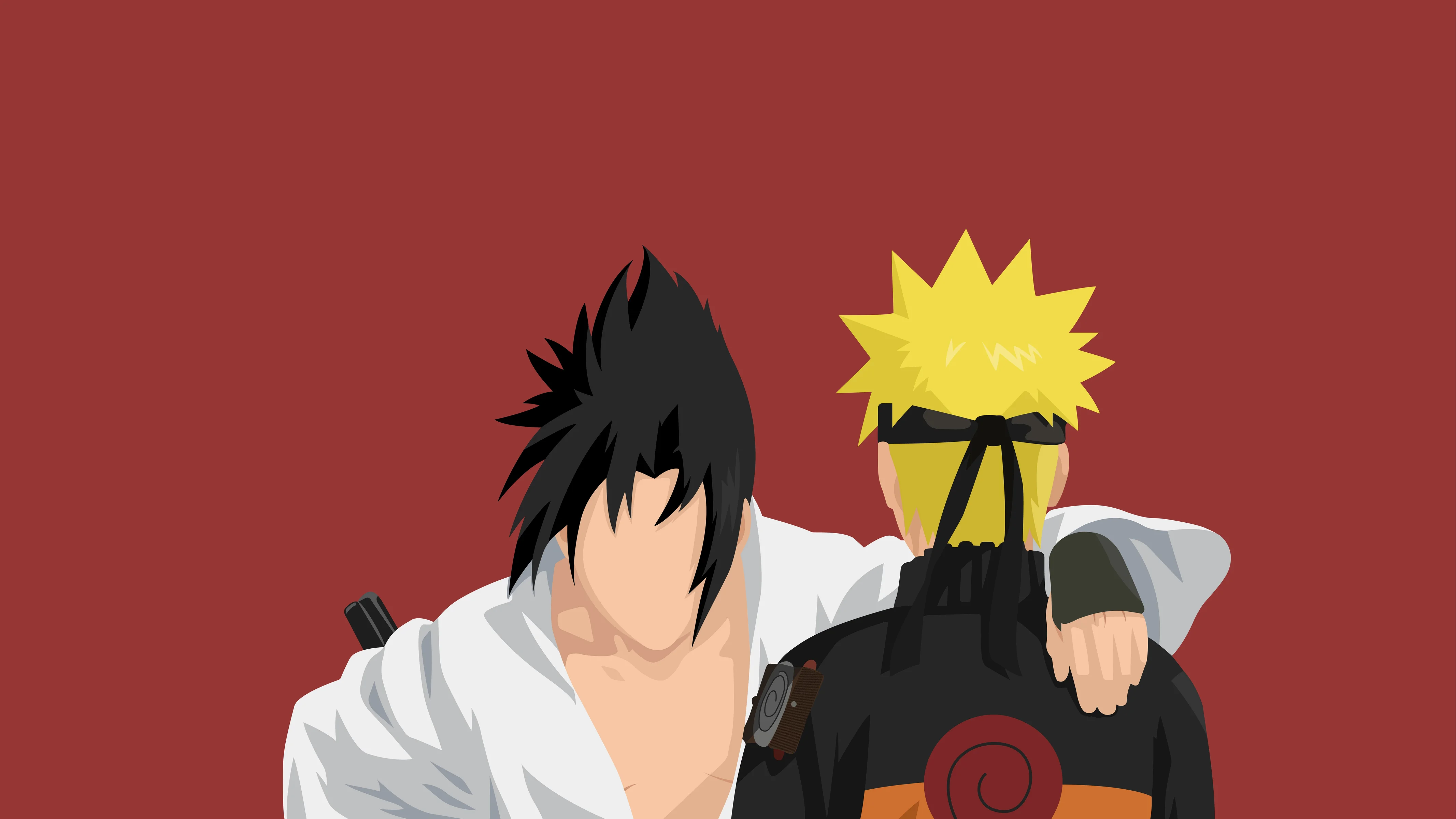 Sasuke VS Naruto Minimalist 4K Wallpaper