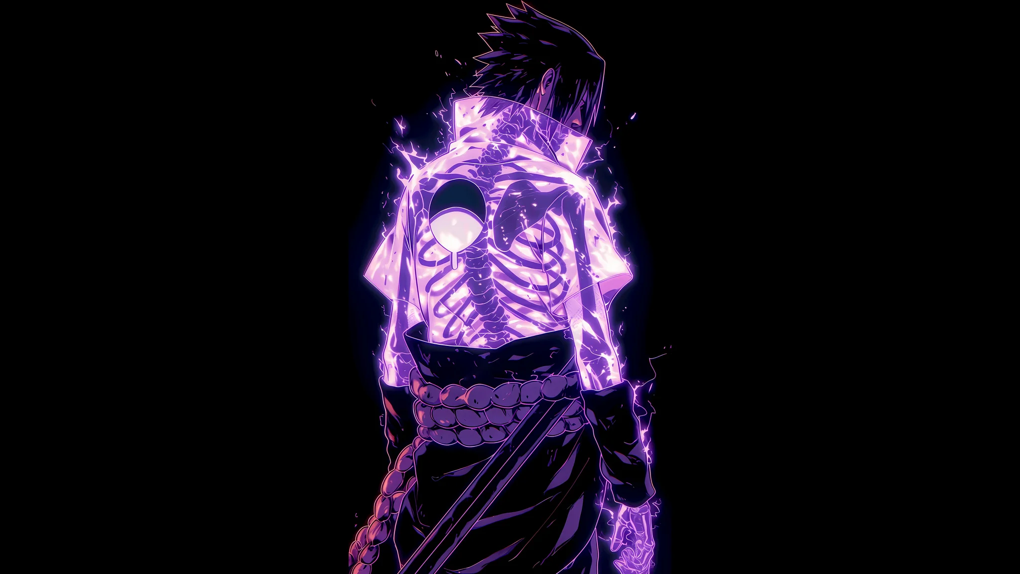 Sasuke Uchiha Susanoo Purple Aura 4K Wallpaper