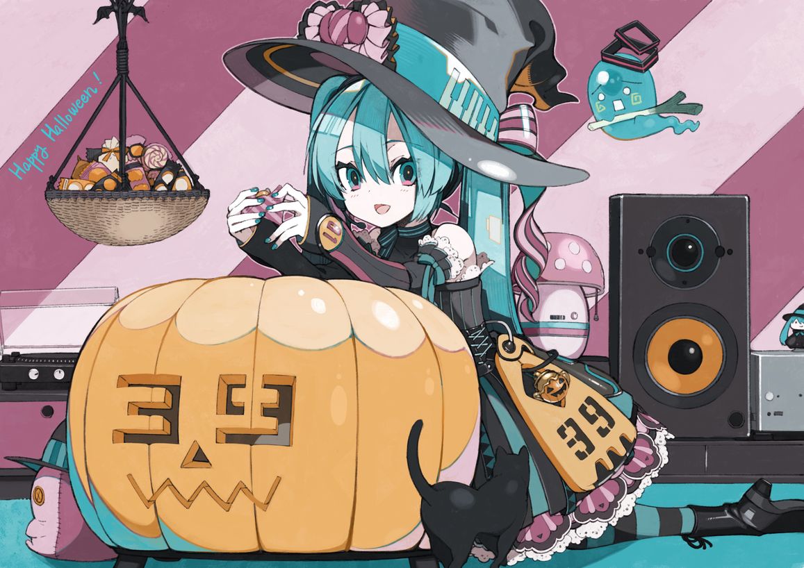 Hatsune Miku Bruxa Halloween Wallpaper 4K