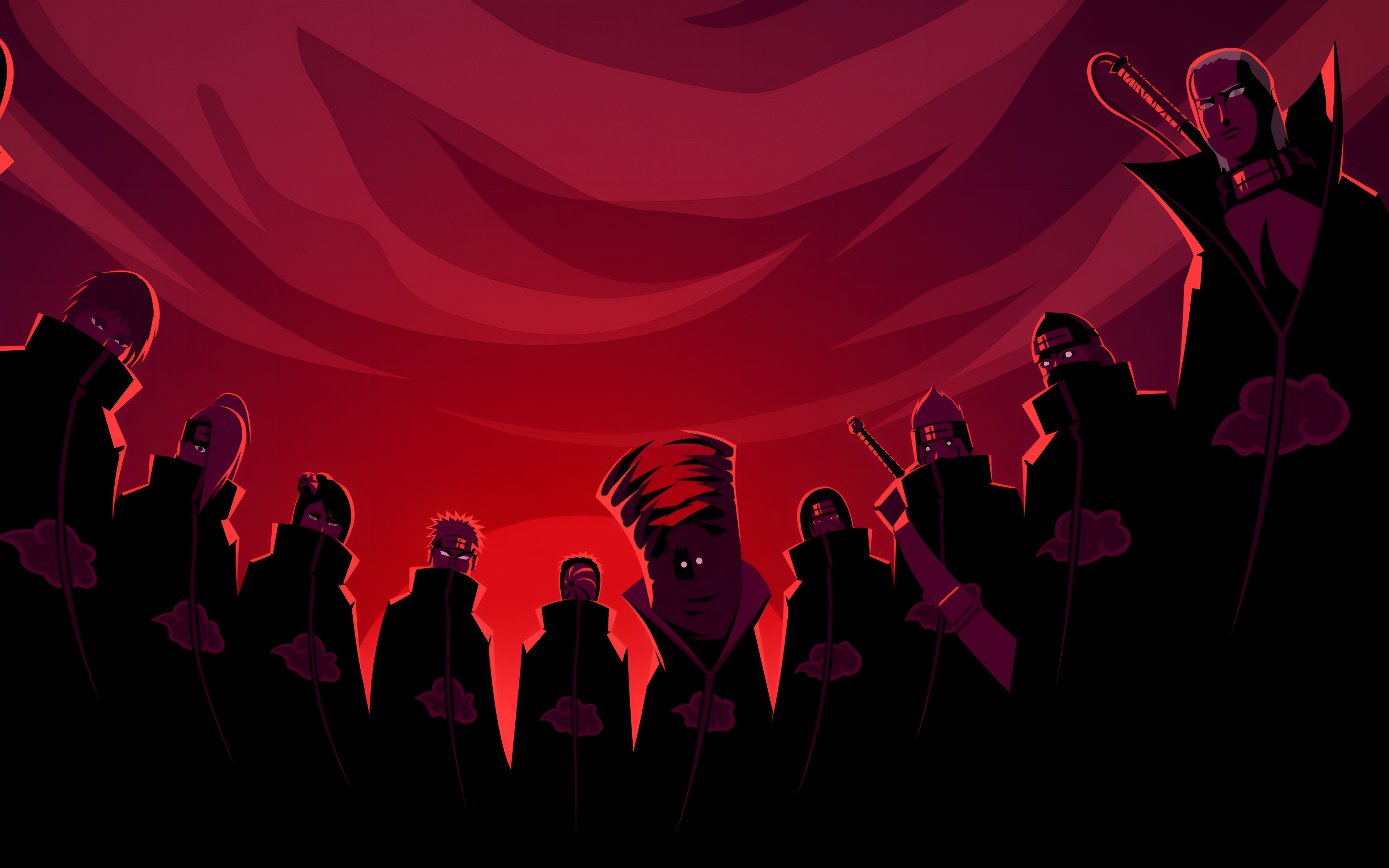Akatsuki Members Red Sky 4K Wallpaper