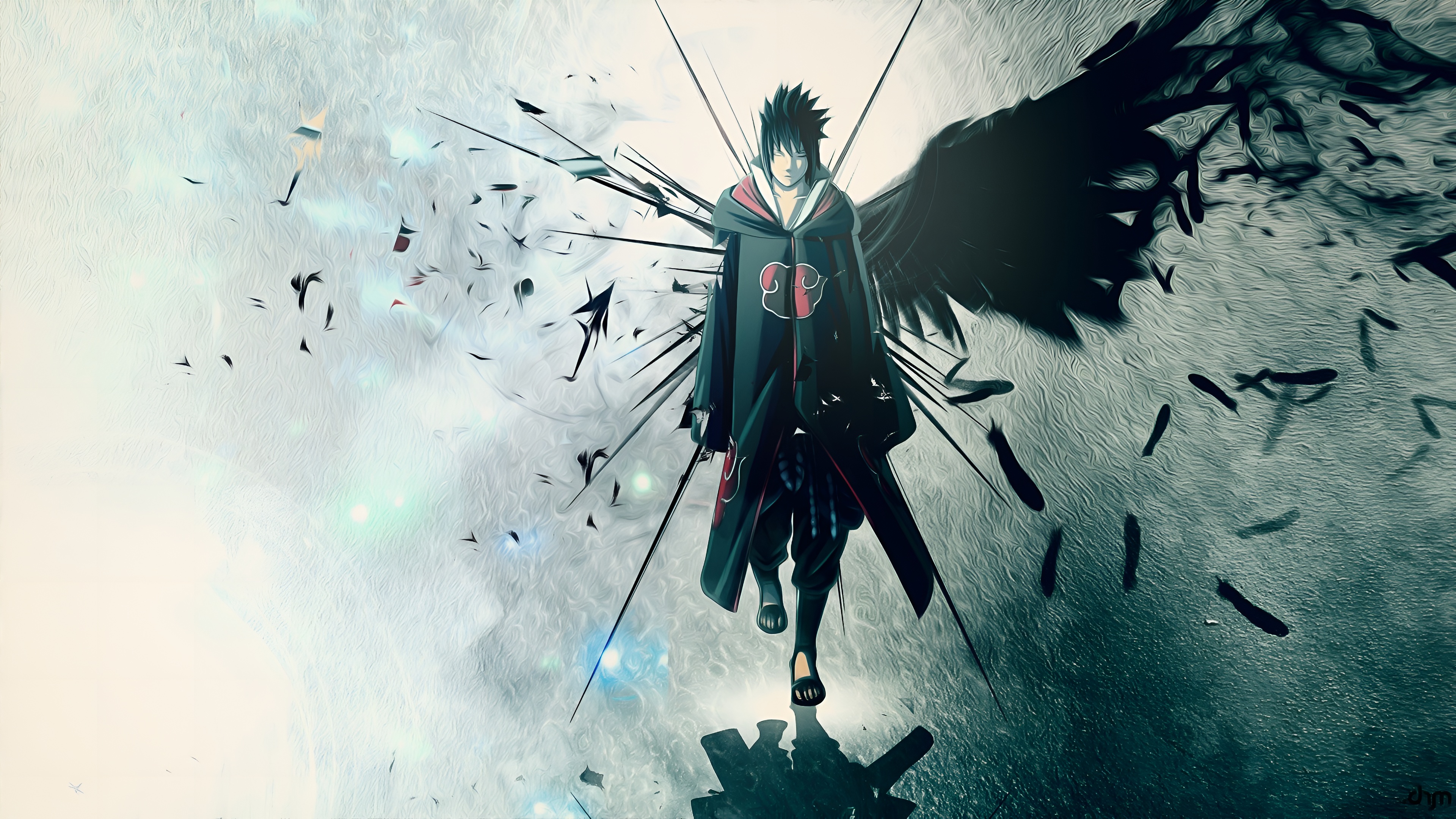 Sasuke Uchiha Akatsuki Wings 4K Wallpaper