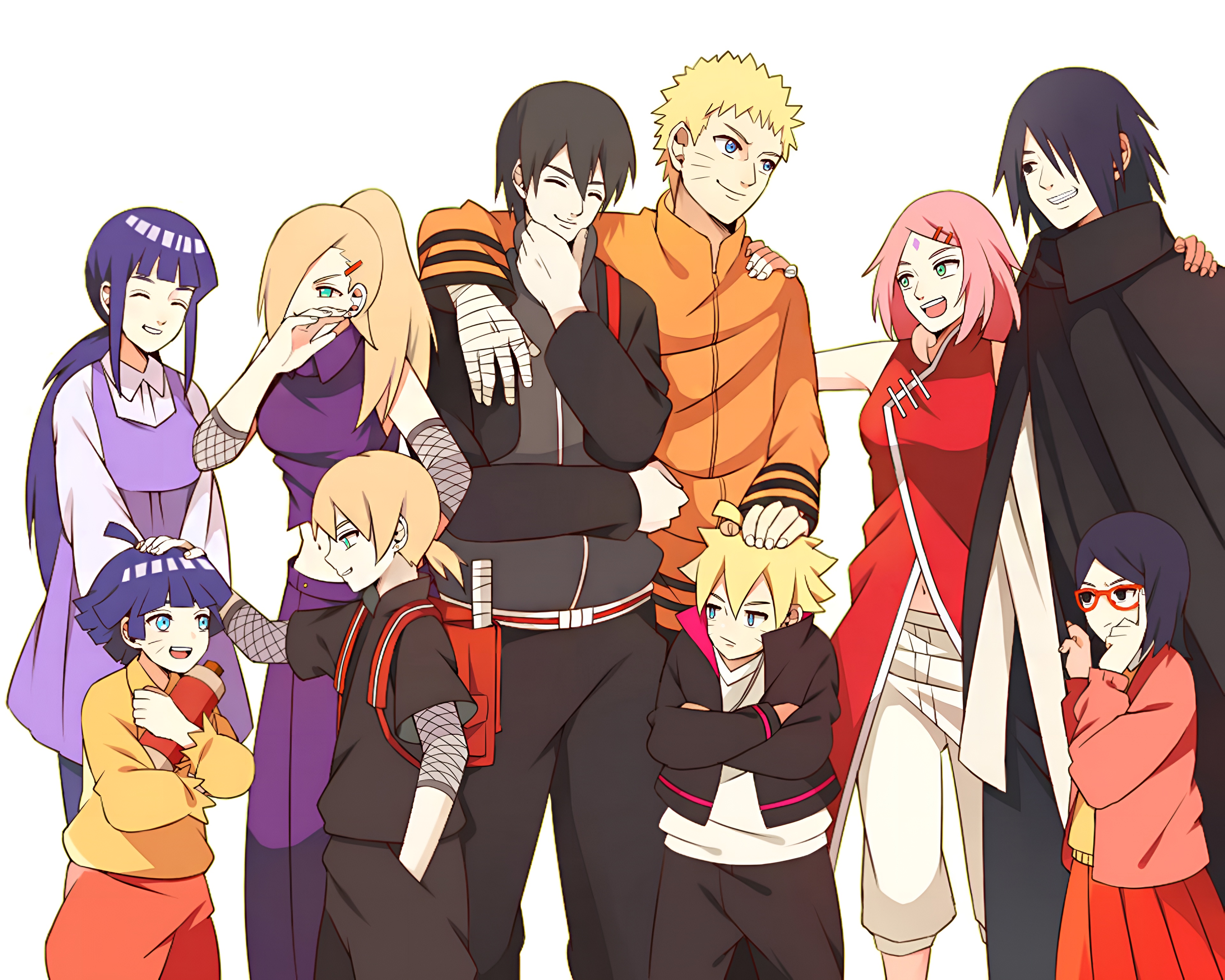 Naruto Characters Family Portrait Wallpaper 4K