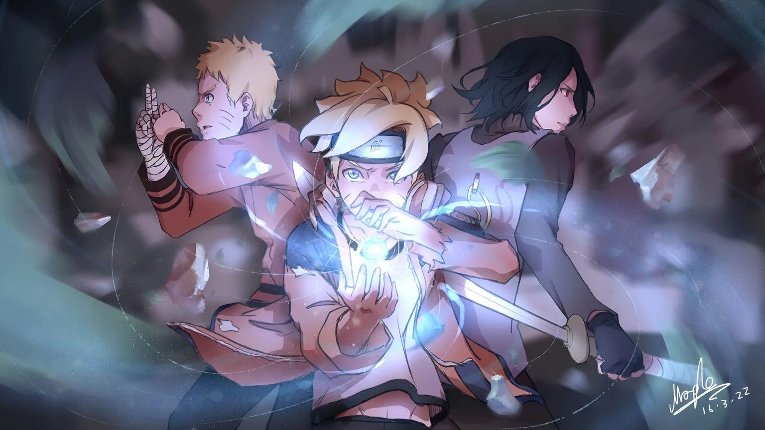 Naruto Sasuke Boruto Epic Battle 4K Wallpaper