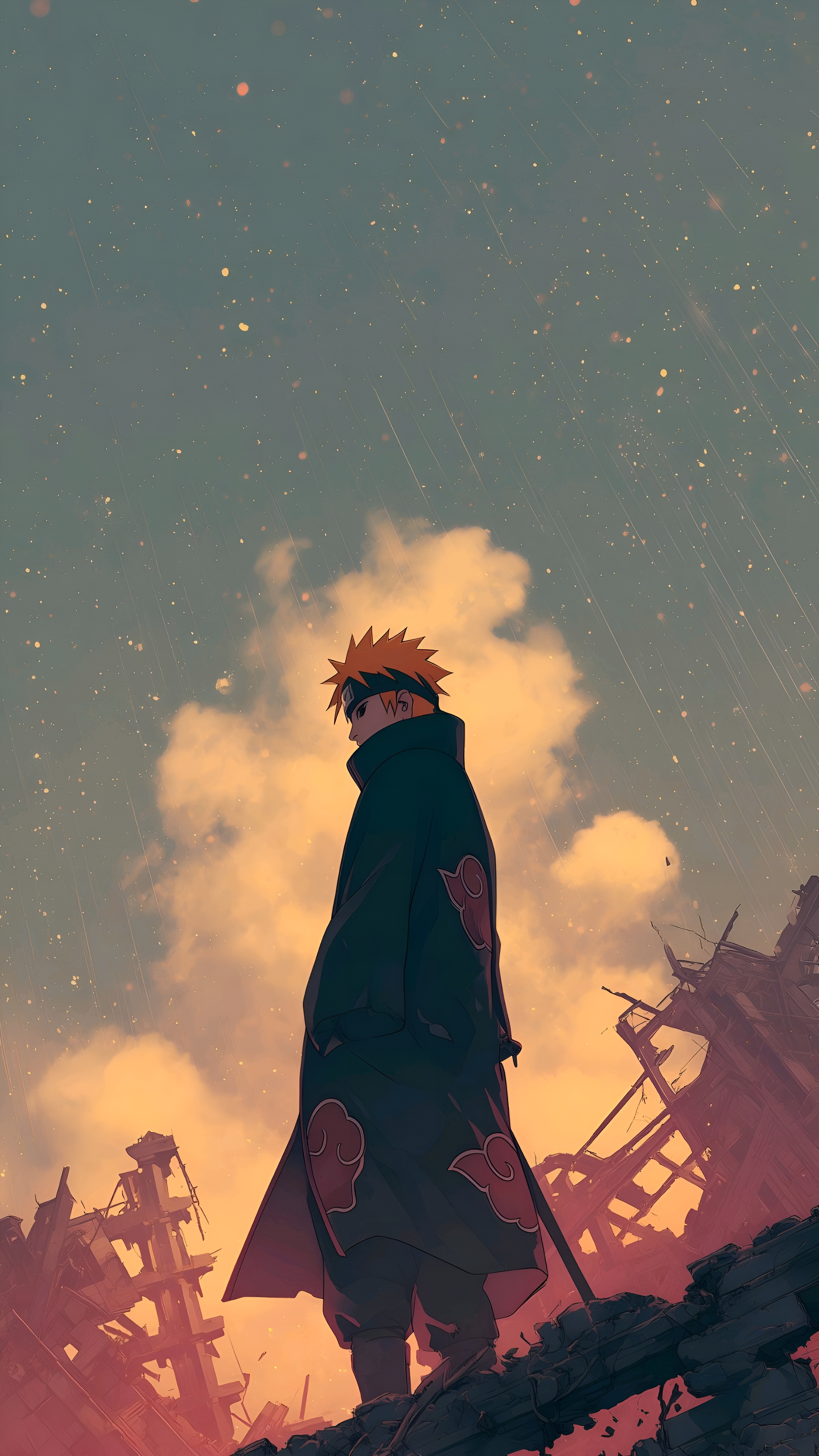 Pain Akatsuki Wallpaper Standing Among Ruins