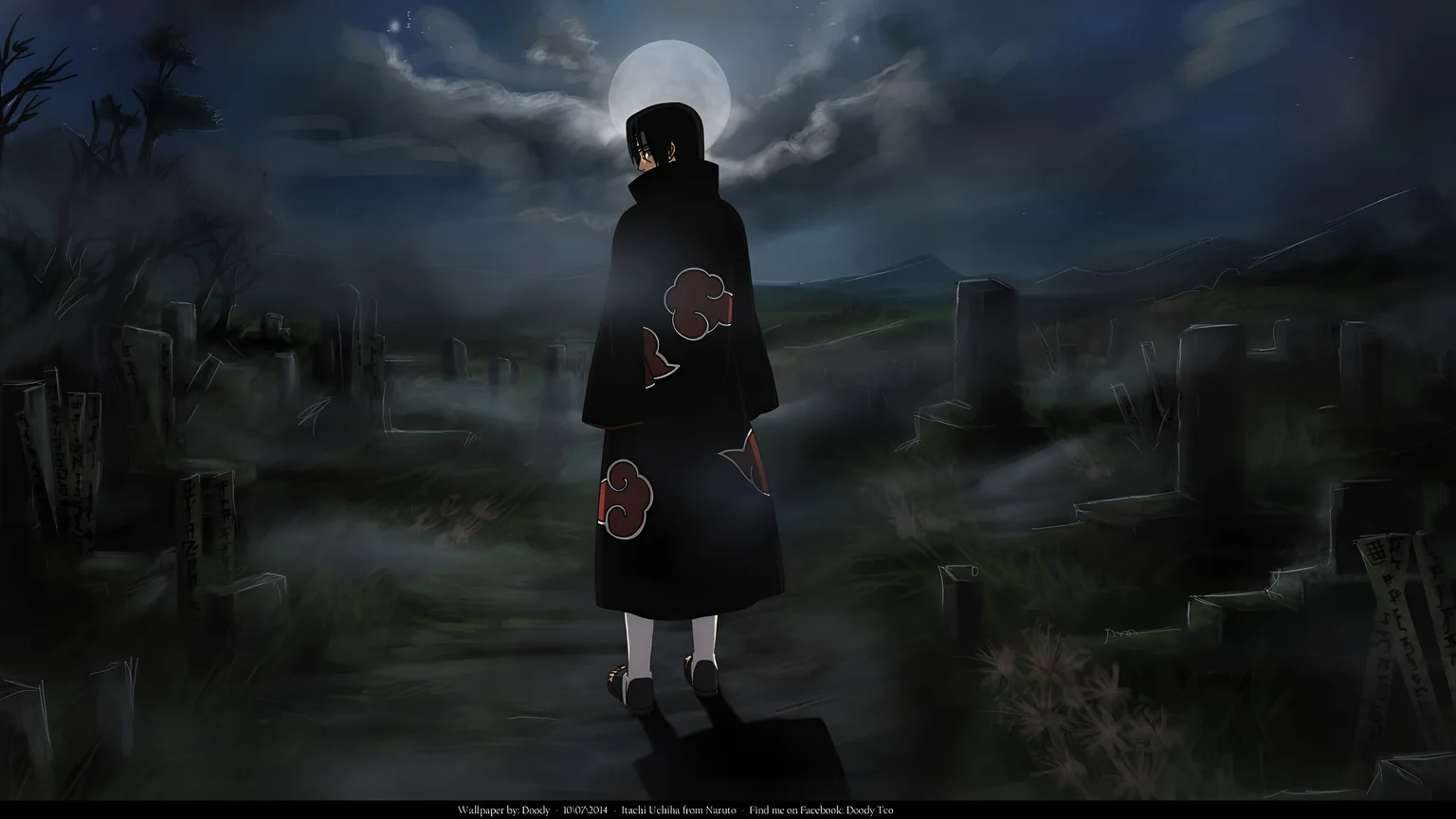Itachi Uchiha Akatsuki Graveyard Night Wallpaper