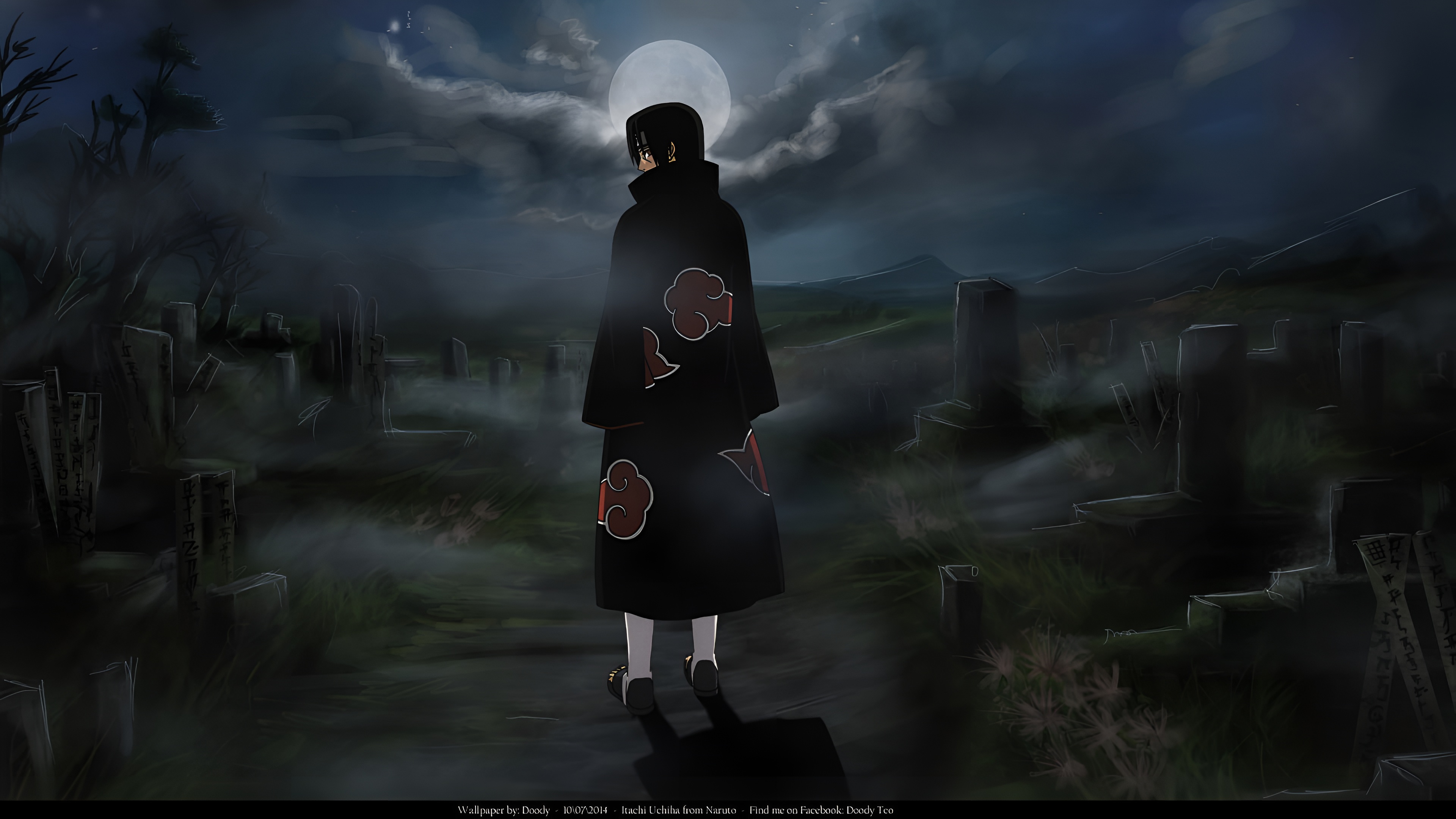 Itachi Uchiha Akatsuki Graveyard Night Wallpaper