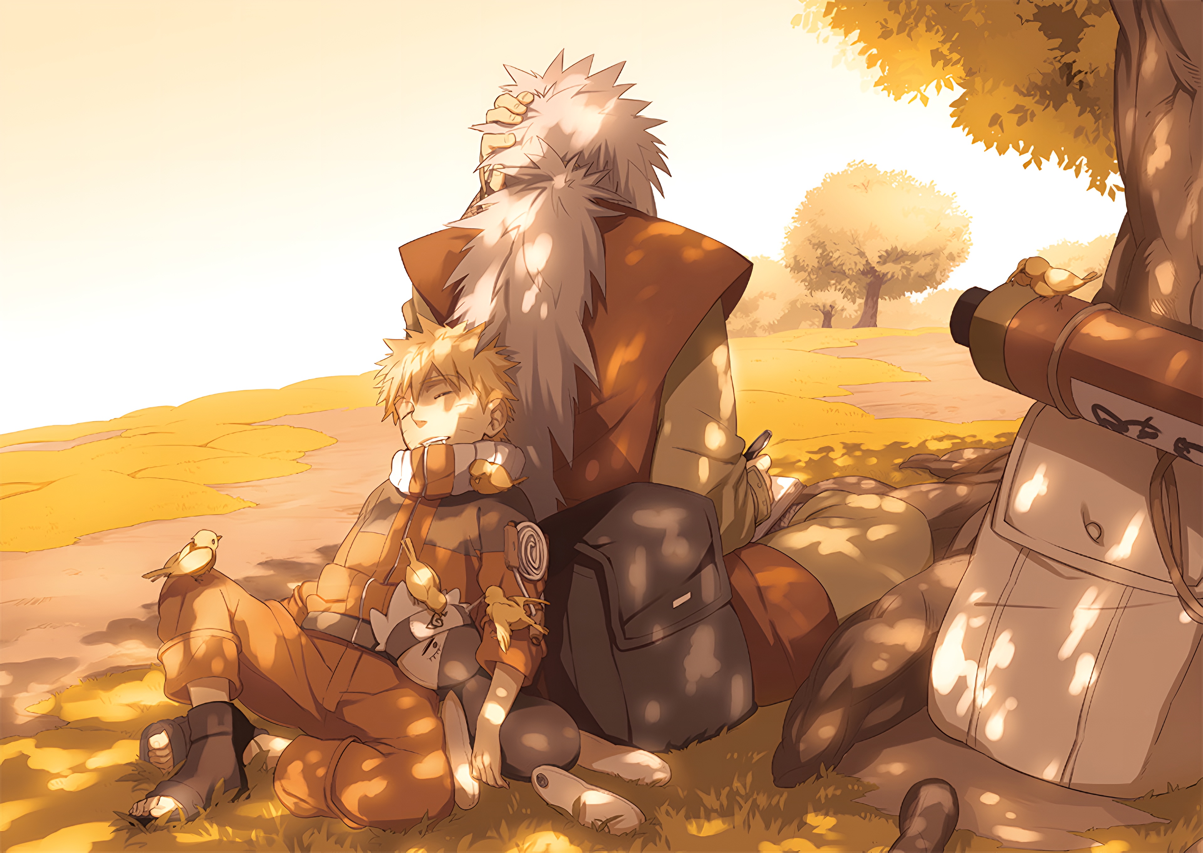 Naruto and Jiraiya Peaceful Moment 4K Wallpaper