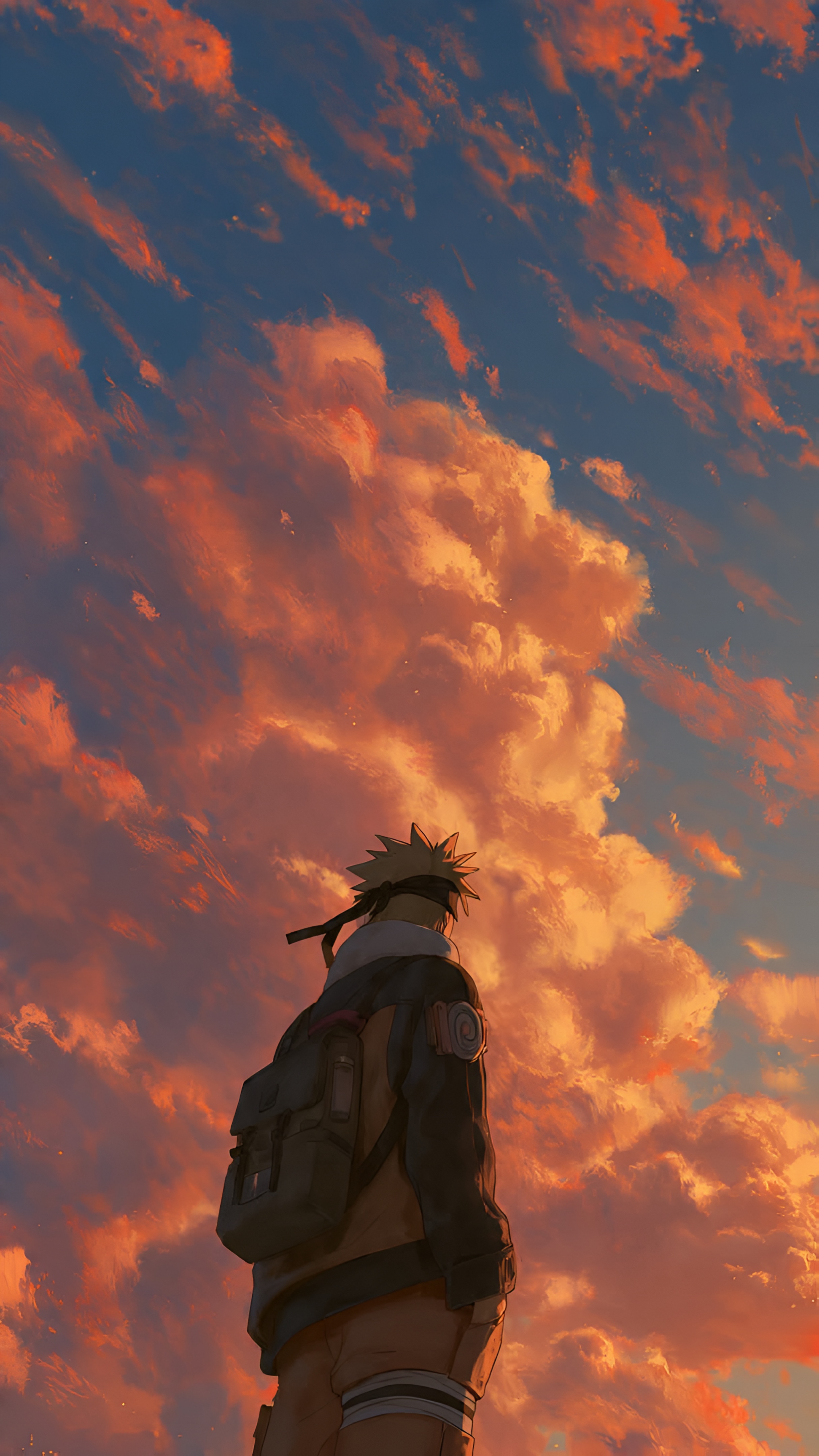 Naruto Gazing at Sunset Sky Wallpaper