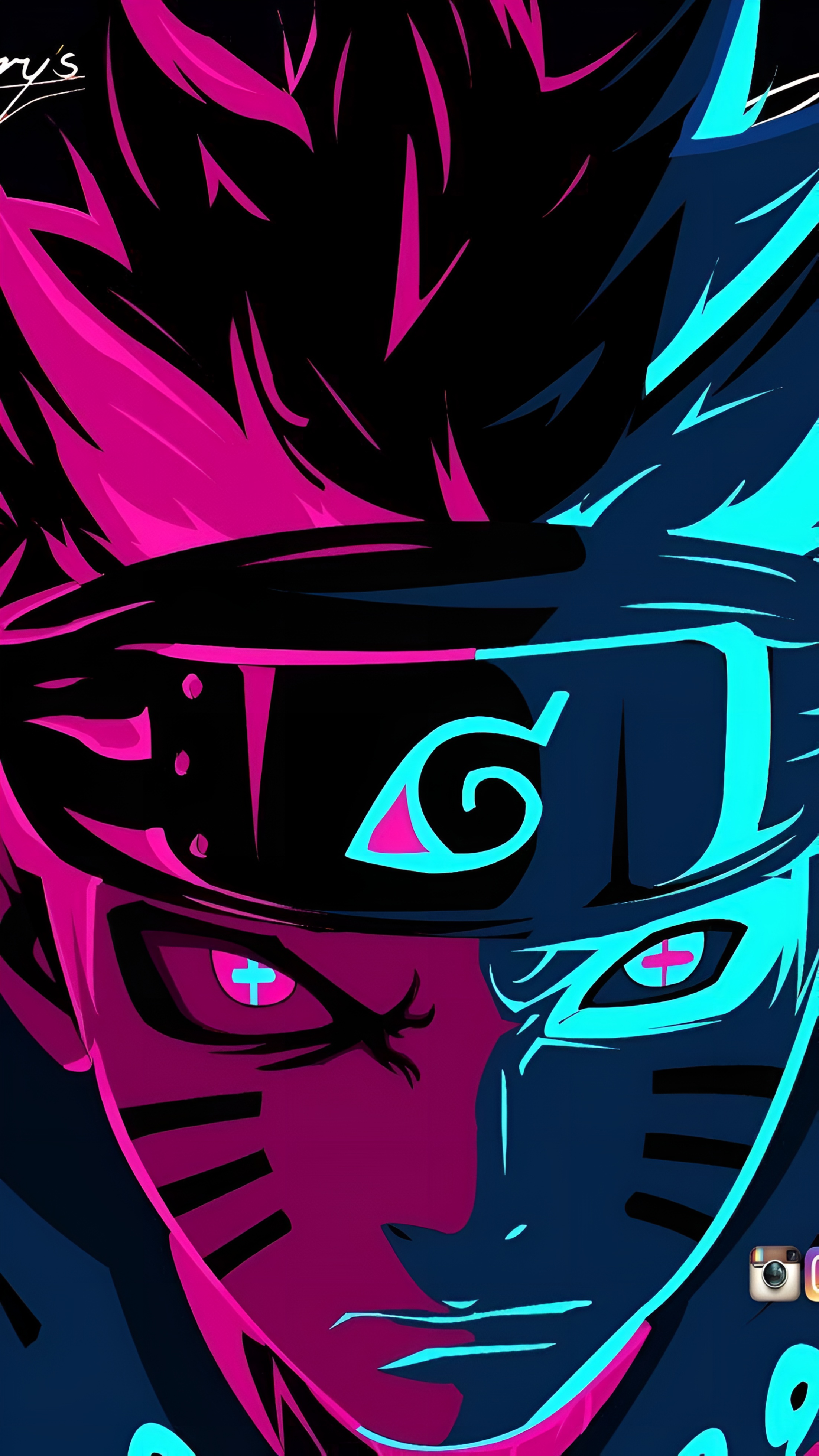 Naruto Neon Split Face 4K Wallpaper