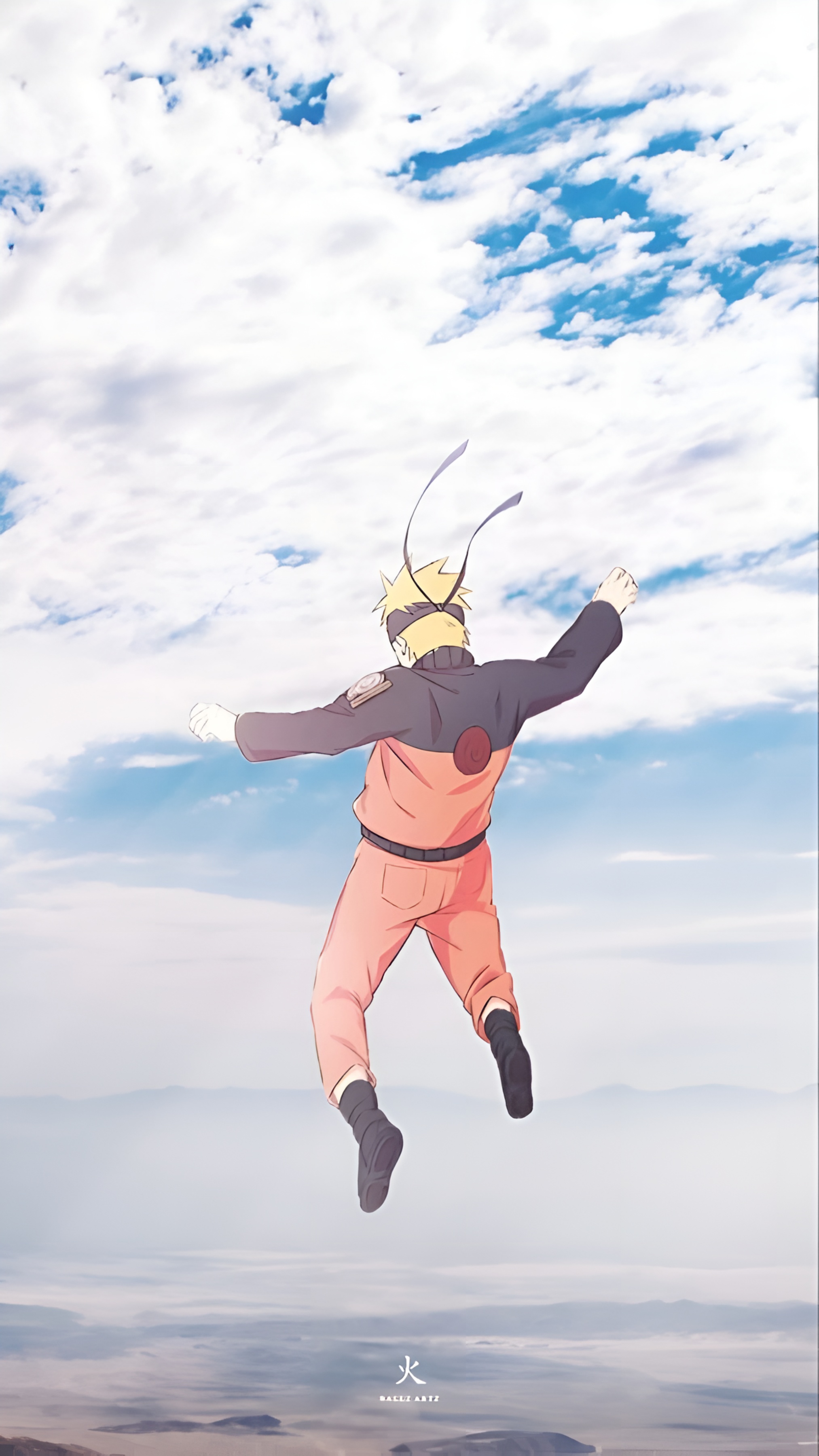 Naruto Uzumaki Sky Jump 4K Wallpaper