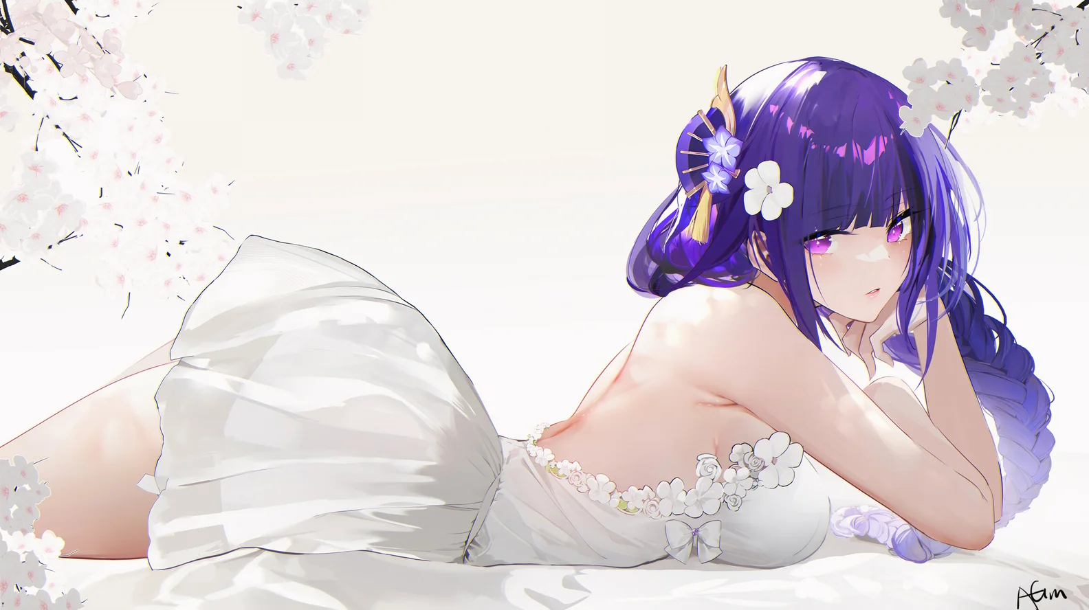 Raiden Shogun Wedding Dress Wallpaper Genshin Impact