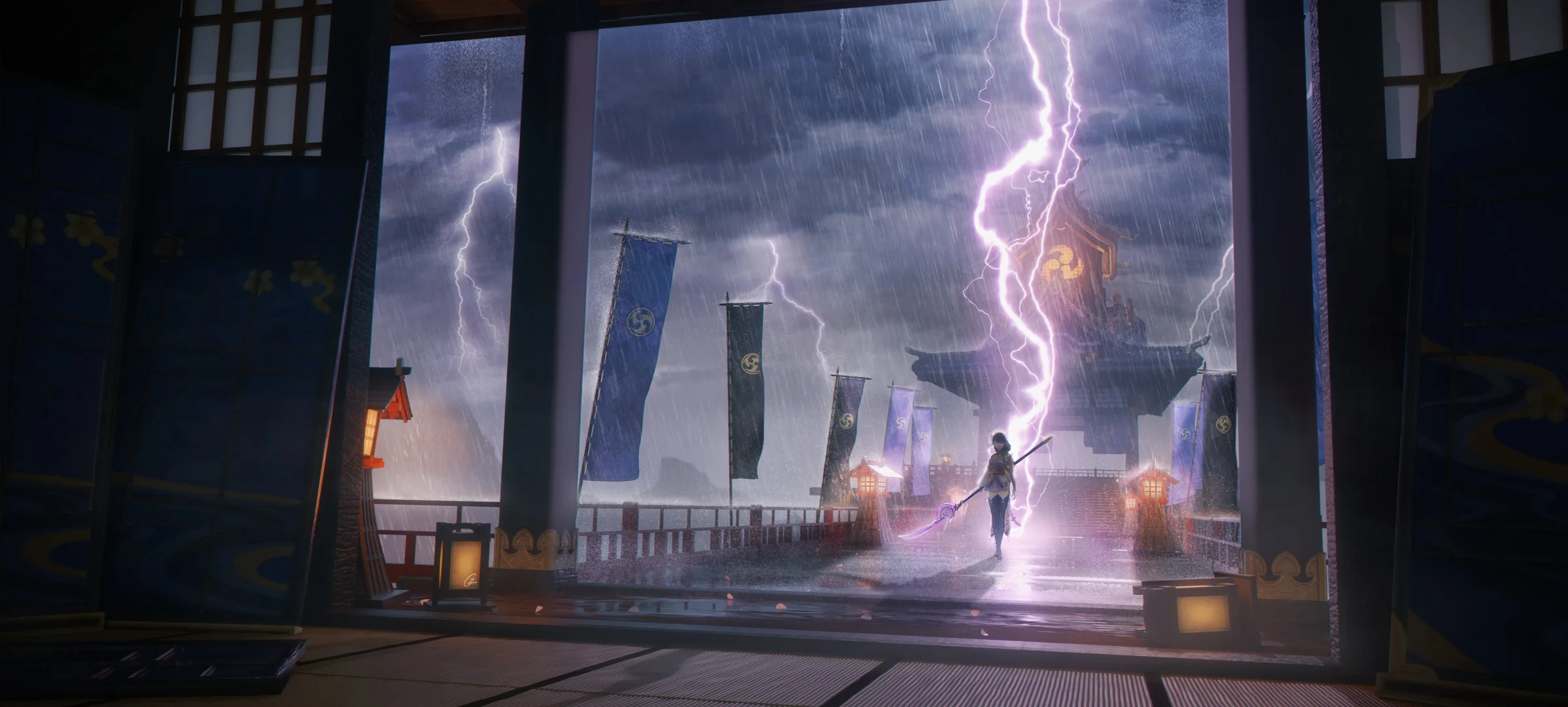 Raiden Shogun Storm Wallpaper – Genshin Impact 4K