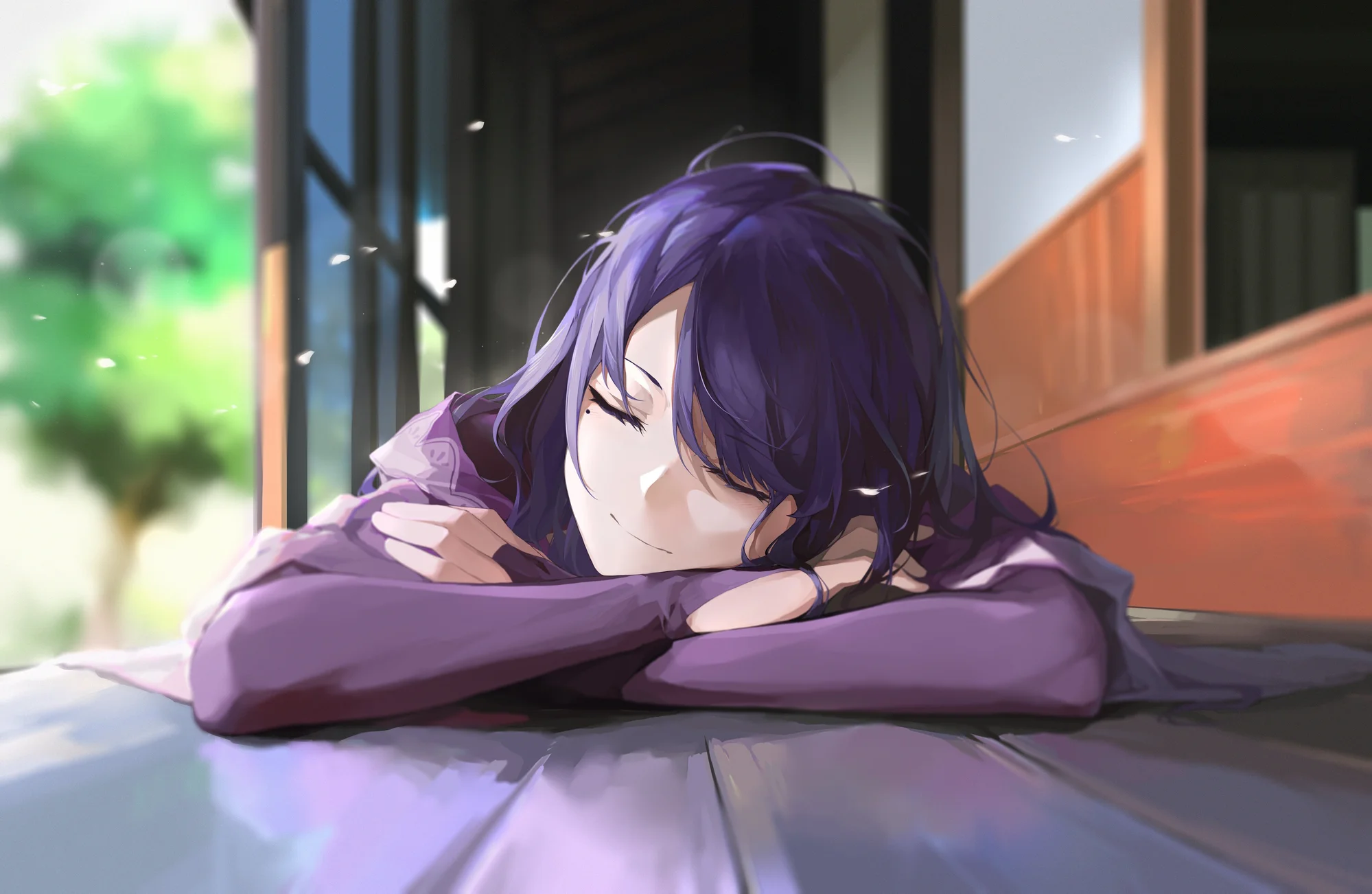 Raiden Shogun Sleeping Wallpaper Genshin Impact 4K