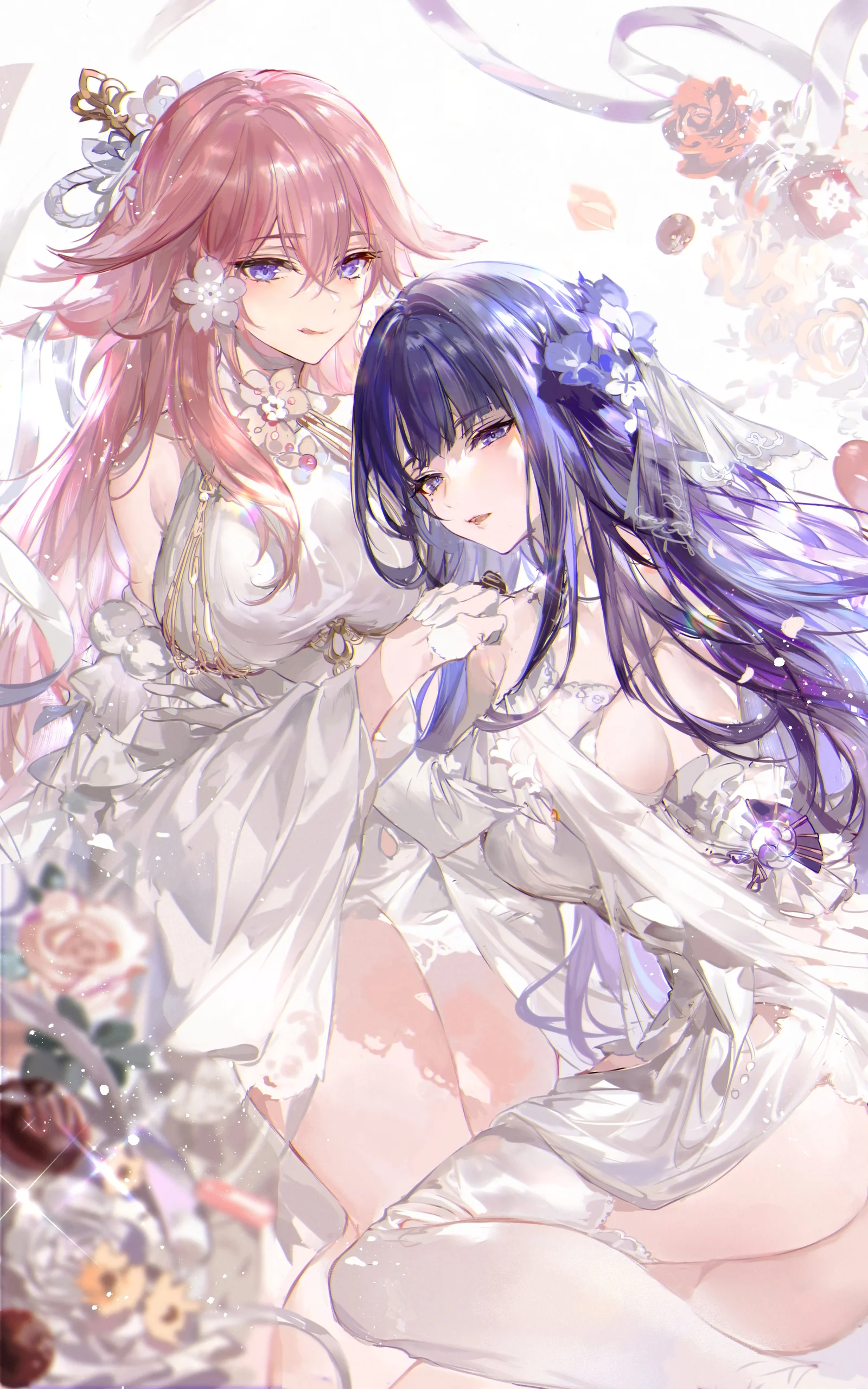 Genshin Impact Bridal Wallpaper Raiden Shogun Yae Miko