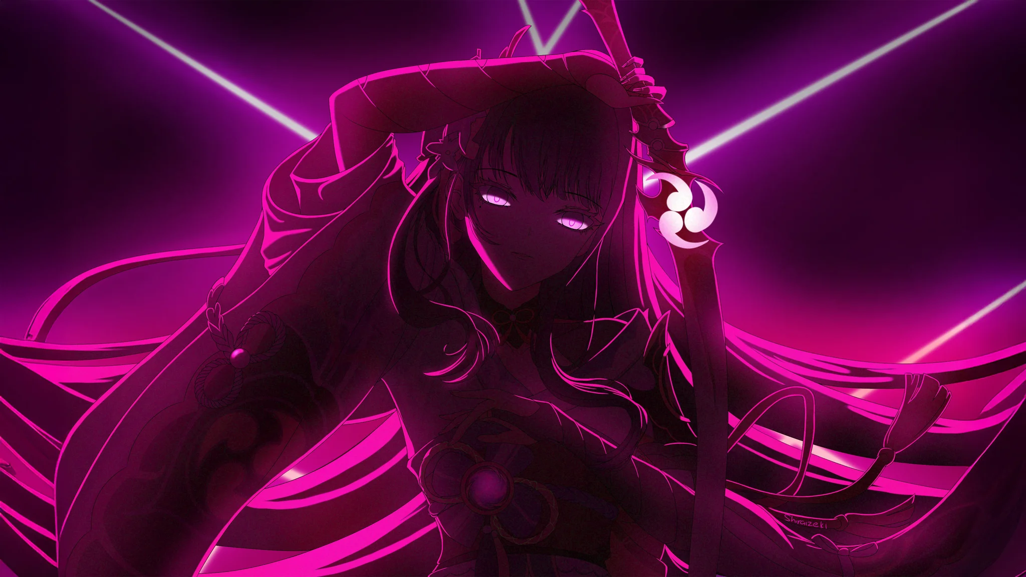 Raiden Shogun Neon Wallpaper – Genshin Impact 4K