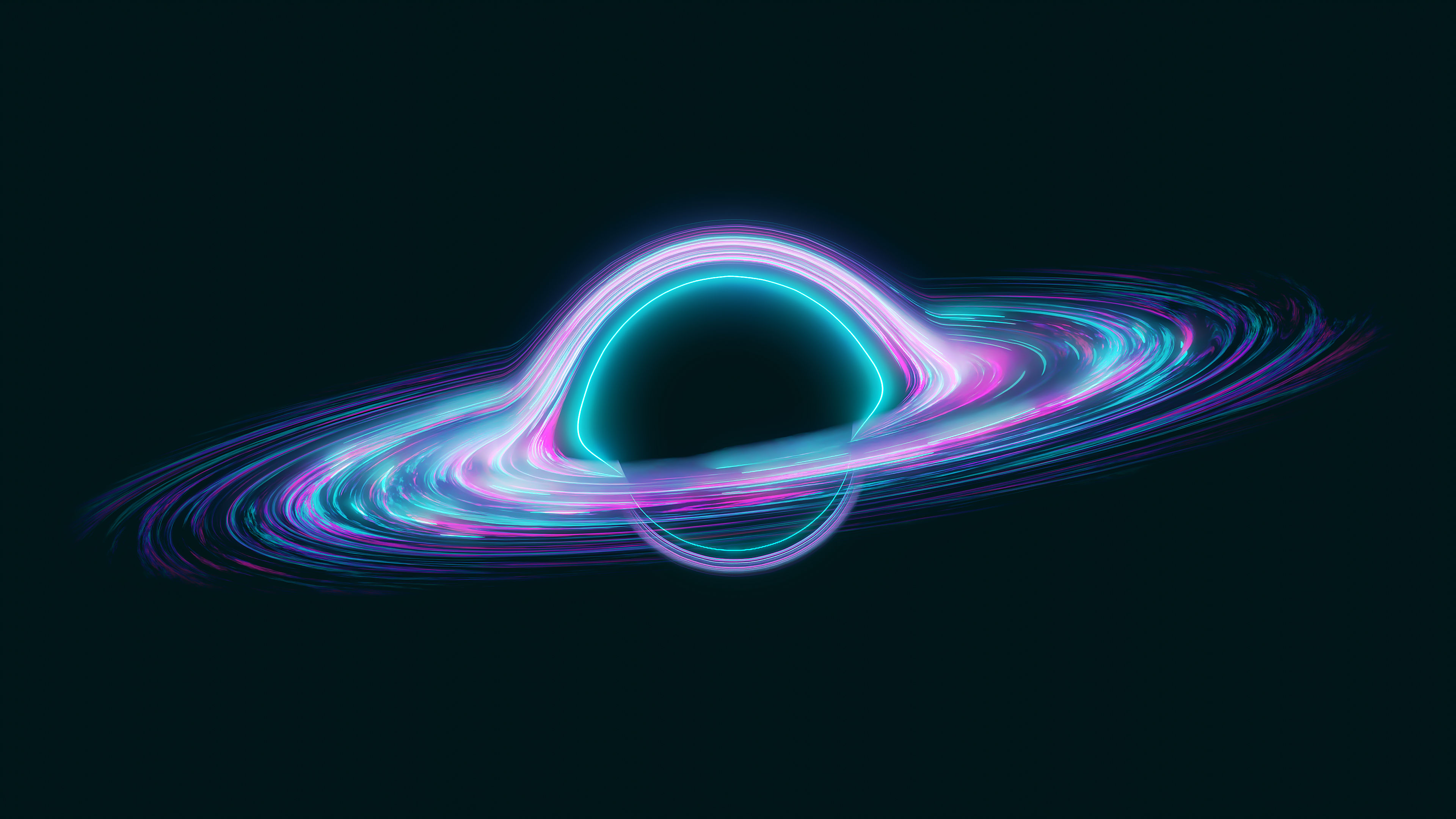 Neon Black Hole Ring Wallpaper 4K