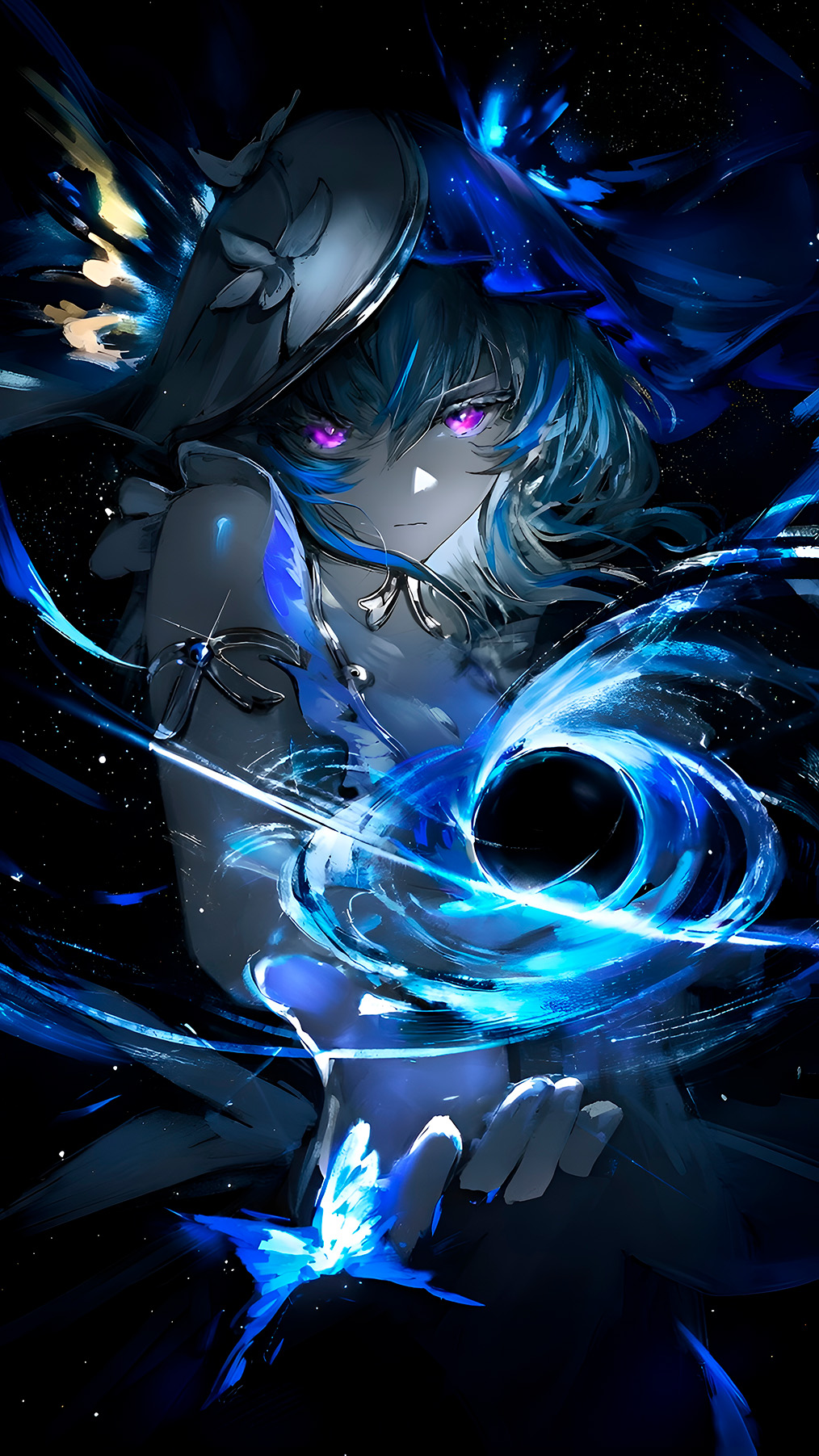 Black Hole Anime Girl Wallpaper 4K