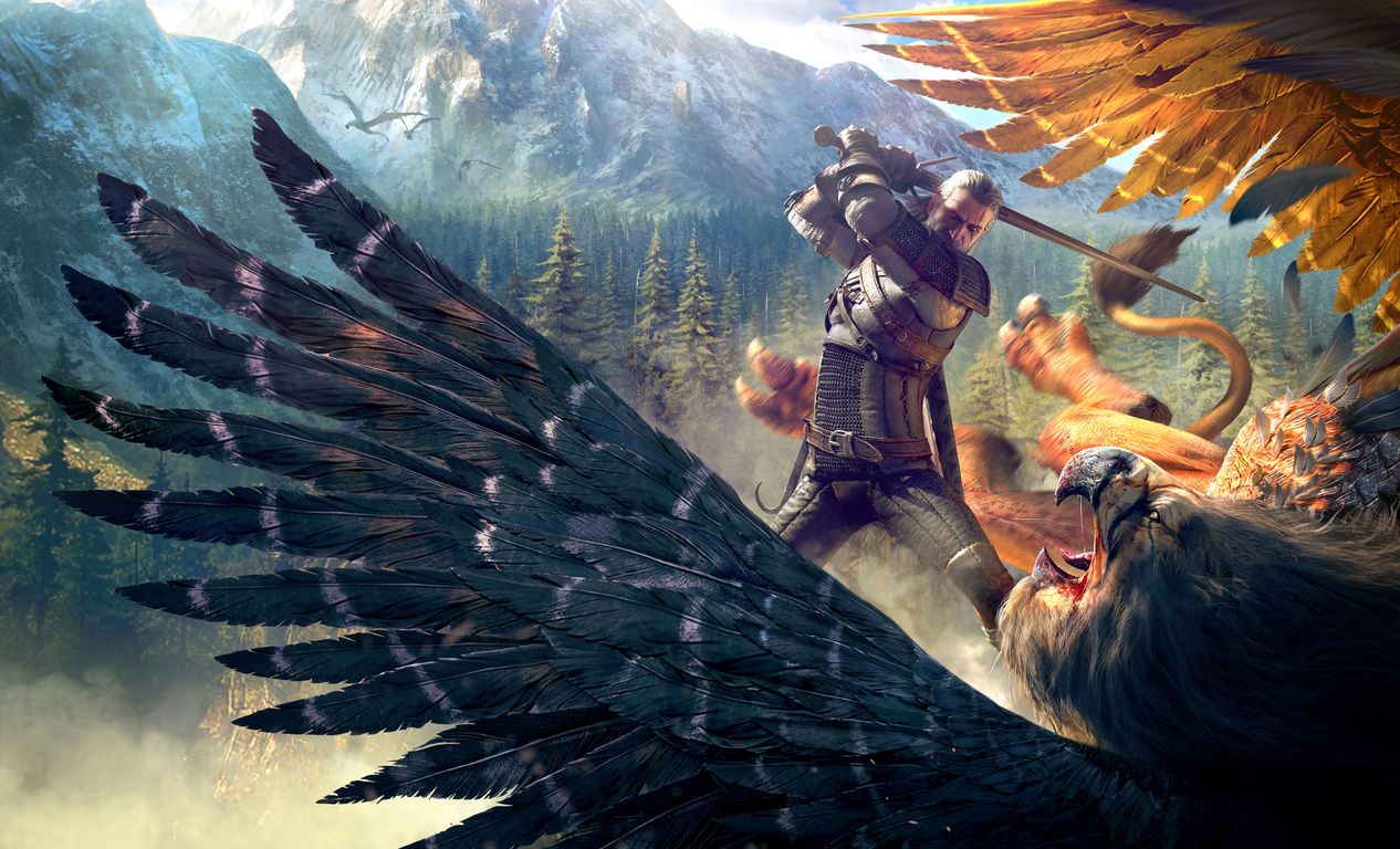 The Witcher Griffin Battle 4K Wallpaper