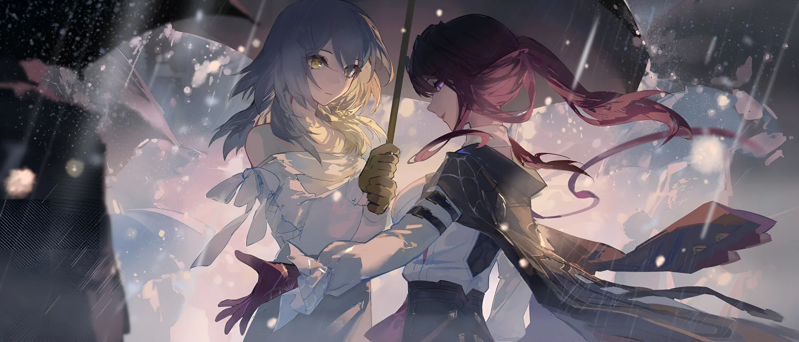 Kafka and Stelle Rainy Encounter Wallpaper