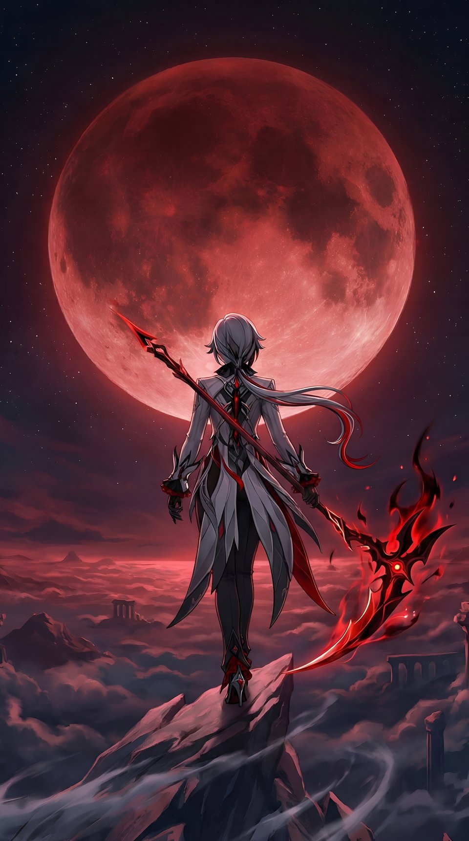 Arlecchino Blood Moon Wallpaper Genshin Impact 4K