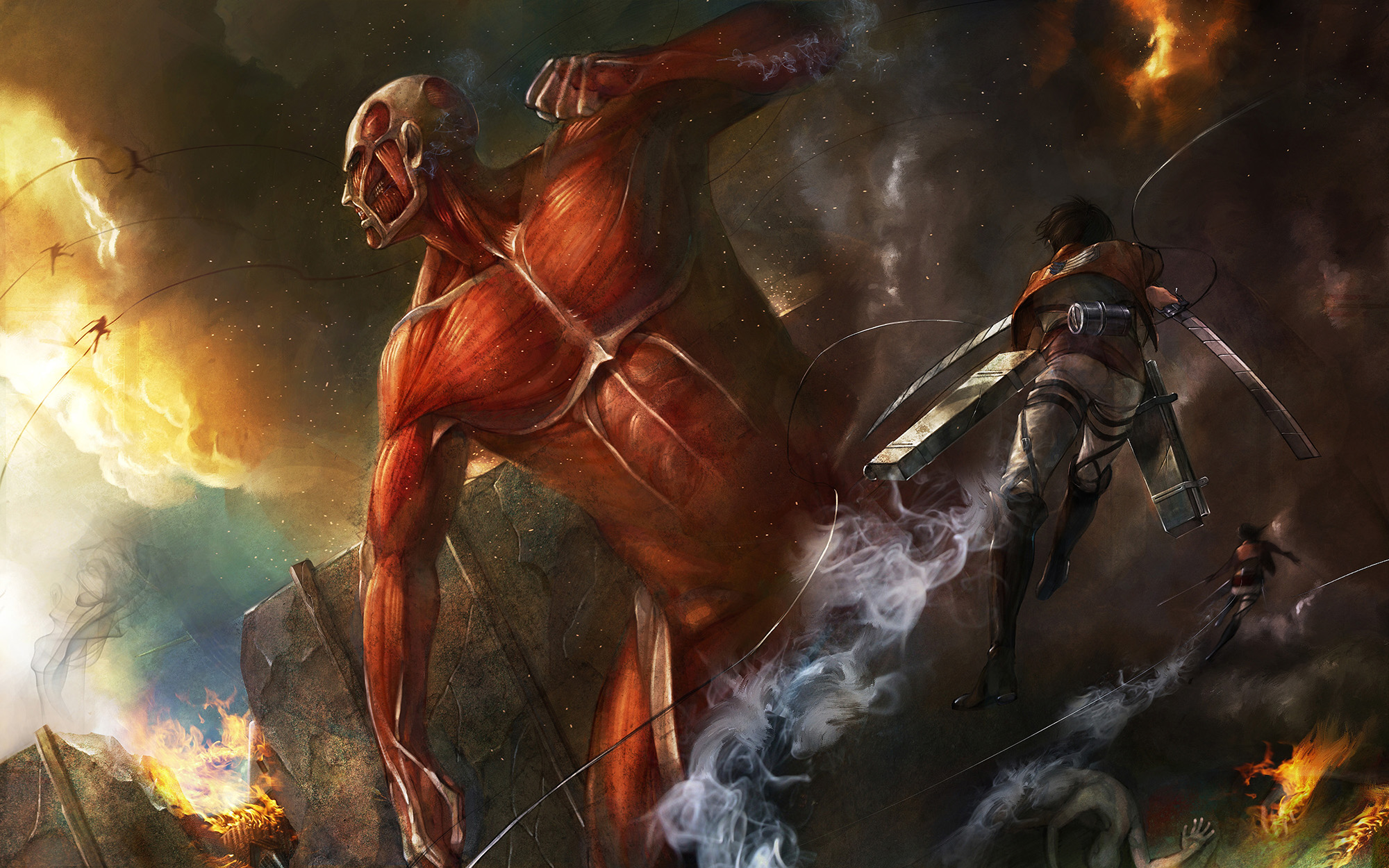 Attack on Titan Epic Battle Wallpaper 4K