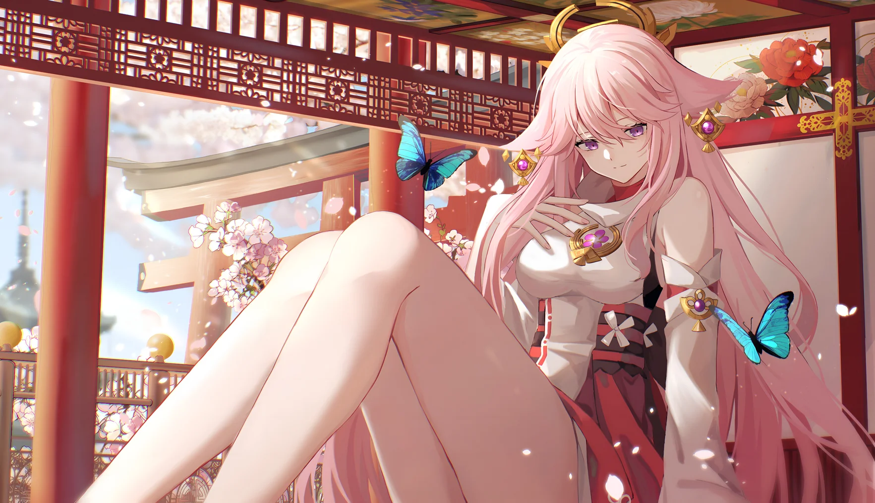 Yae Miko Shrine Wallpaper Genshin Impact 4K