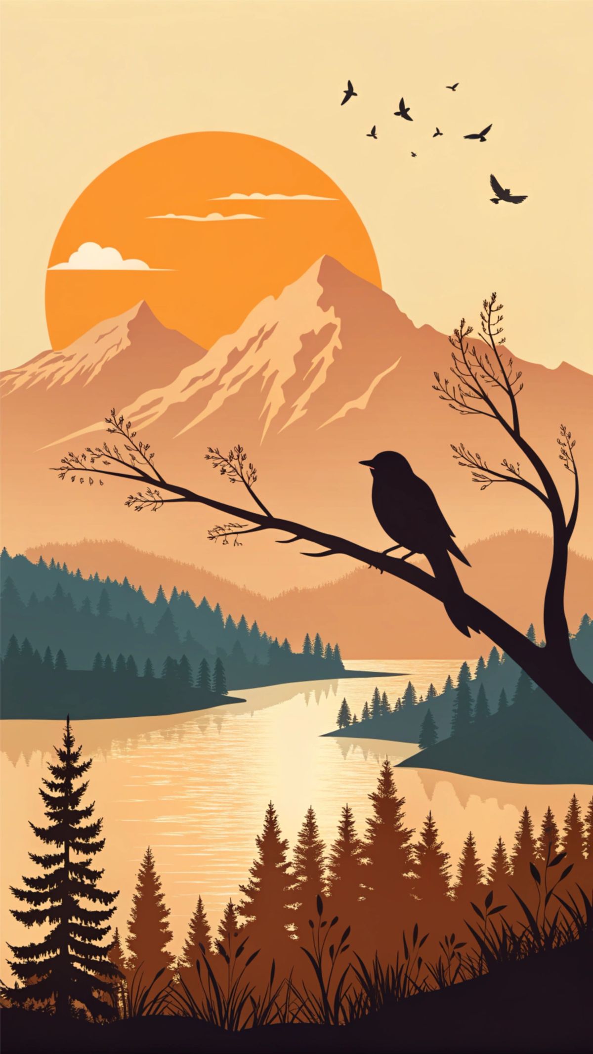 Kyakkyawan 4K Sunset Mountain Landscape