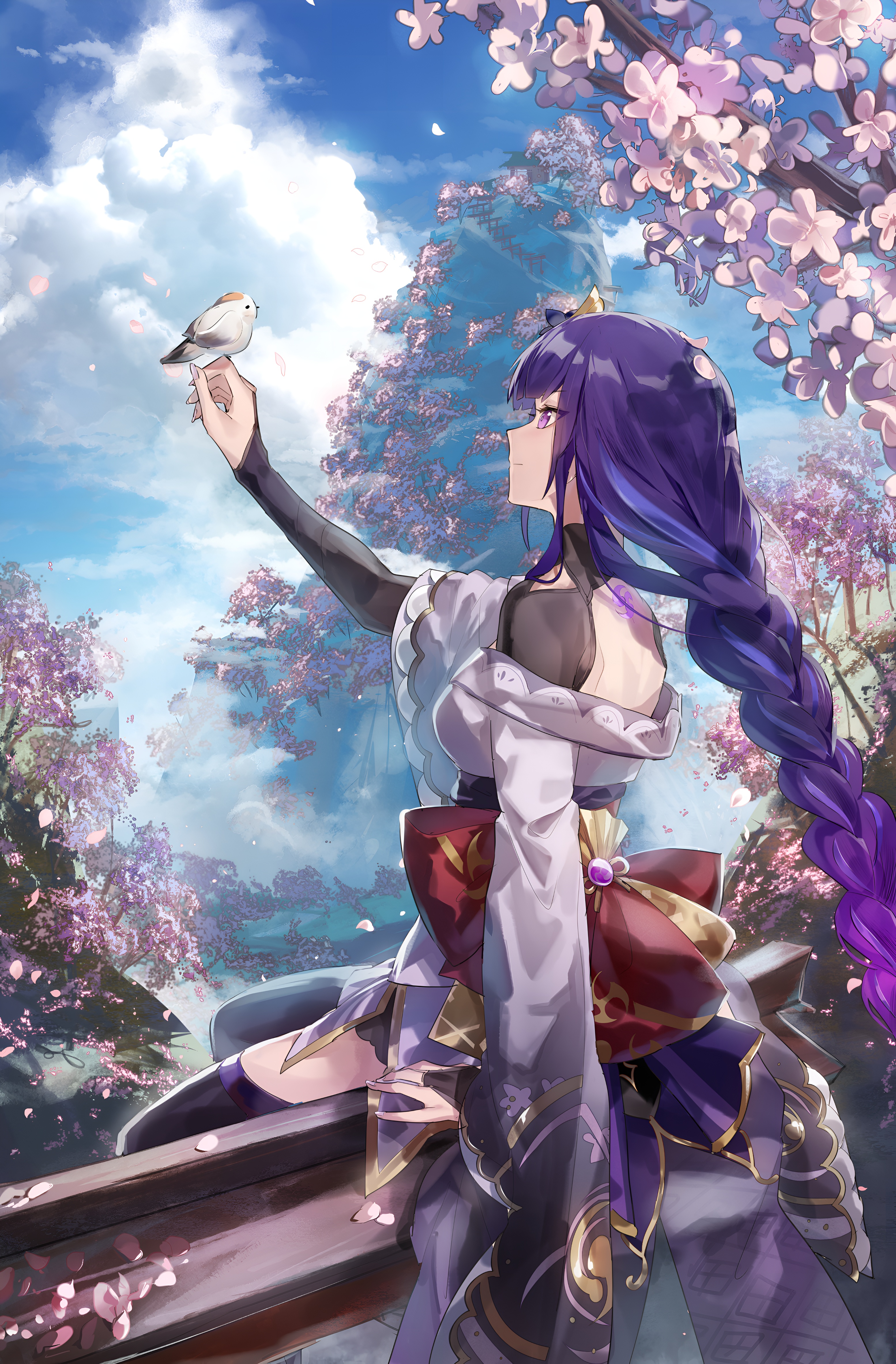 Raiden Shogun Cherry Blossom 4K Wallpaper