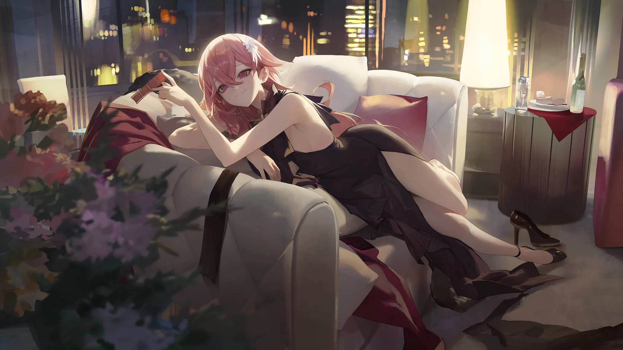 Yae Miko Elegant Night City Wallpaper