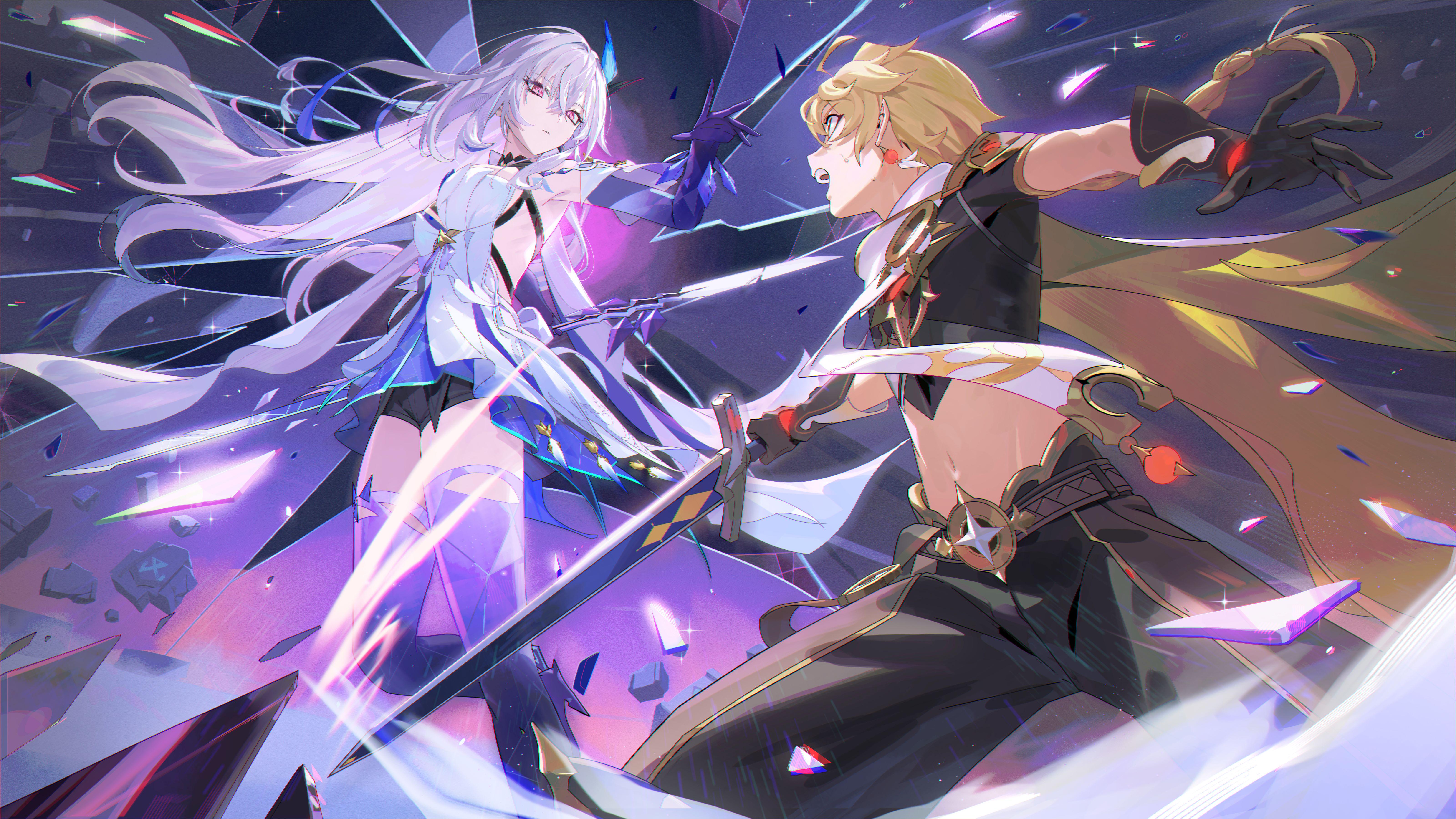 Skirk vs Aether Genshin Impact 4K Wallpaper